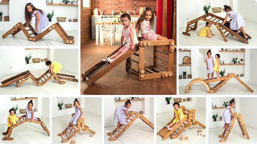 Snake Ladder – Montessori Climber for Kids 1-7 y.o. – Chocolate Single Ladders Goodevas