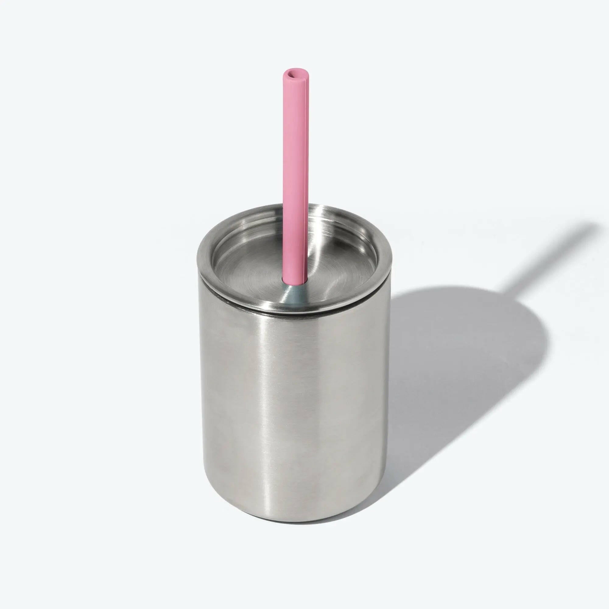 8 oz. Avanchy Stainless Steel Baby Toddler Spill Proof Cup with Straw Sippy Cups Avanchy Sustainable Baby Dishware 8 oz. Cup Pink