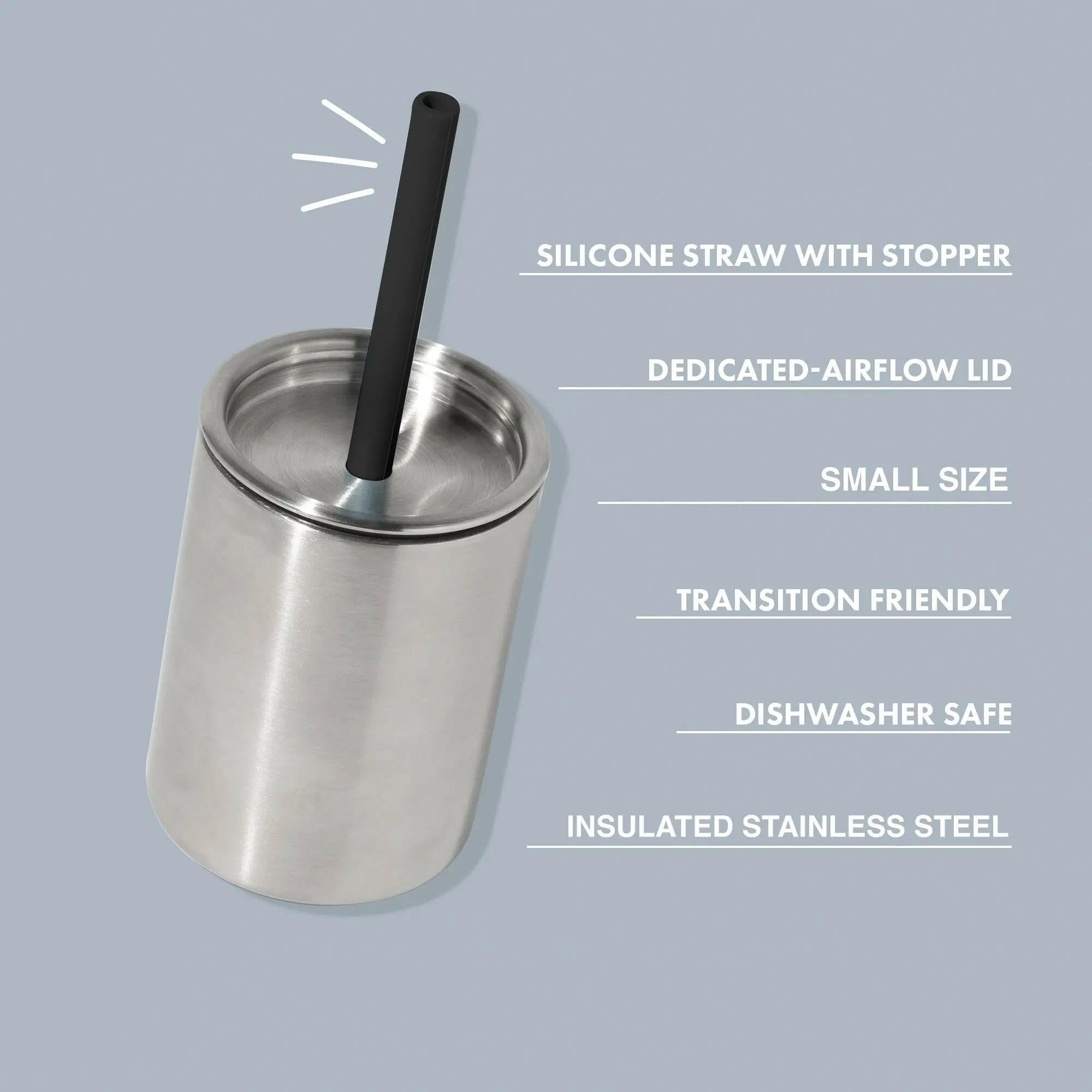 8 oz. Avanchy Stainless Steel Baby Toddler Spill Proof Cup with Straw Sippy Cups Avanchy Sustainable Baby Dishware
