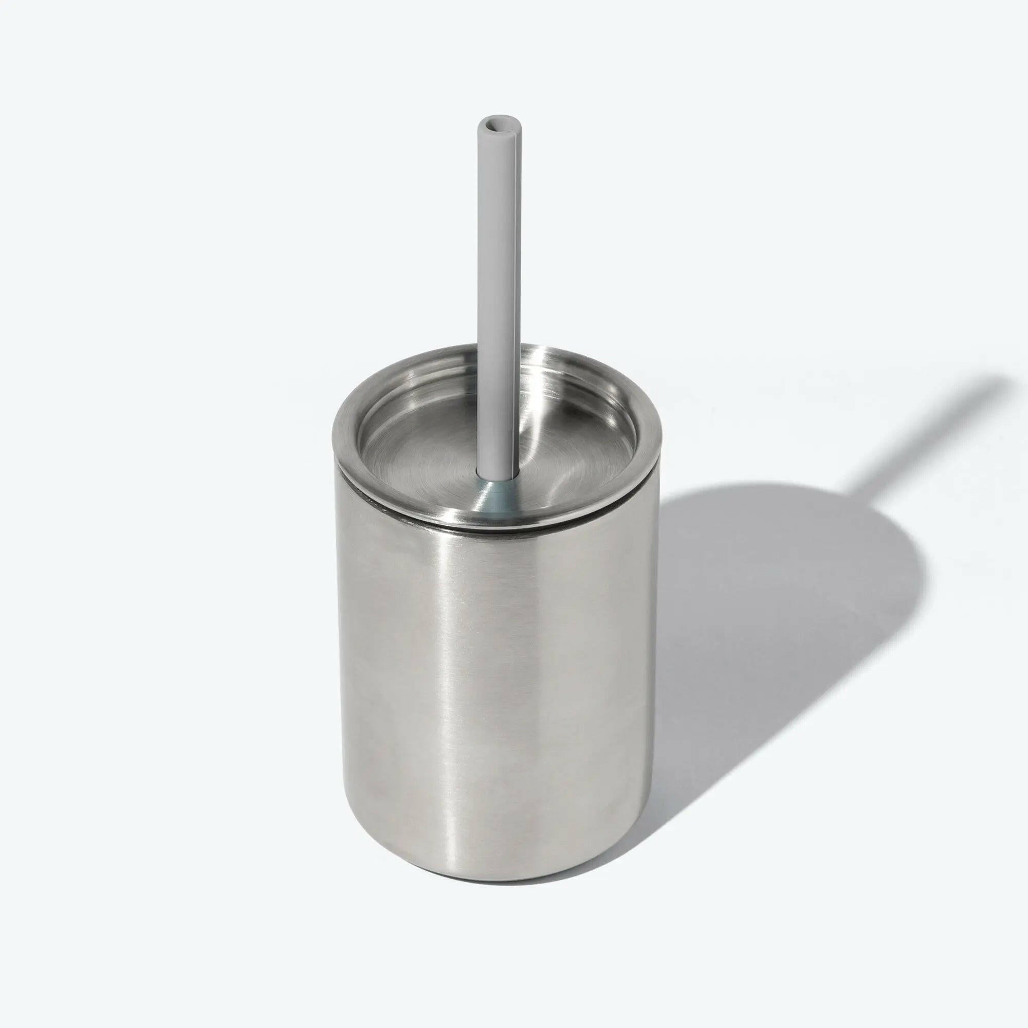 8 oz. Avanchy Stainless Steel Baby Toddler Spill Proof Cup with Straw Sippy Cups Avanchy Sustainable Baby Dishware 8 oz. Cup Gray
