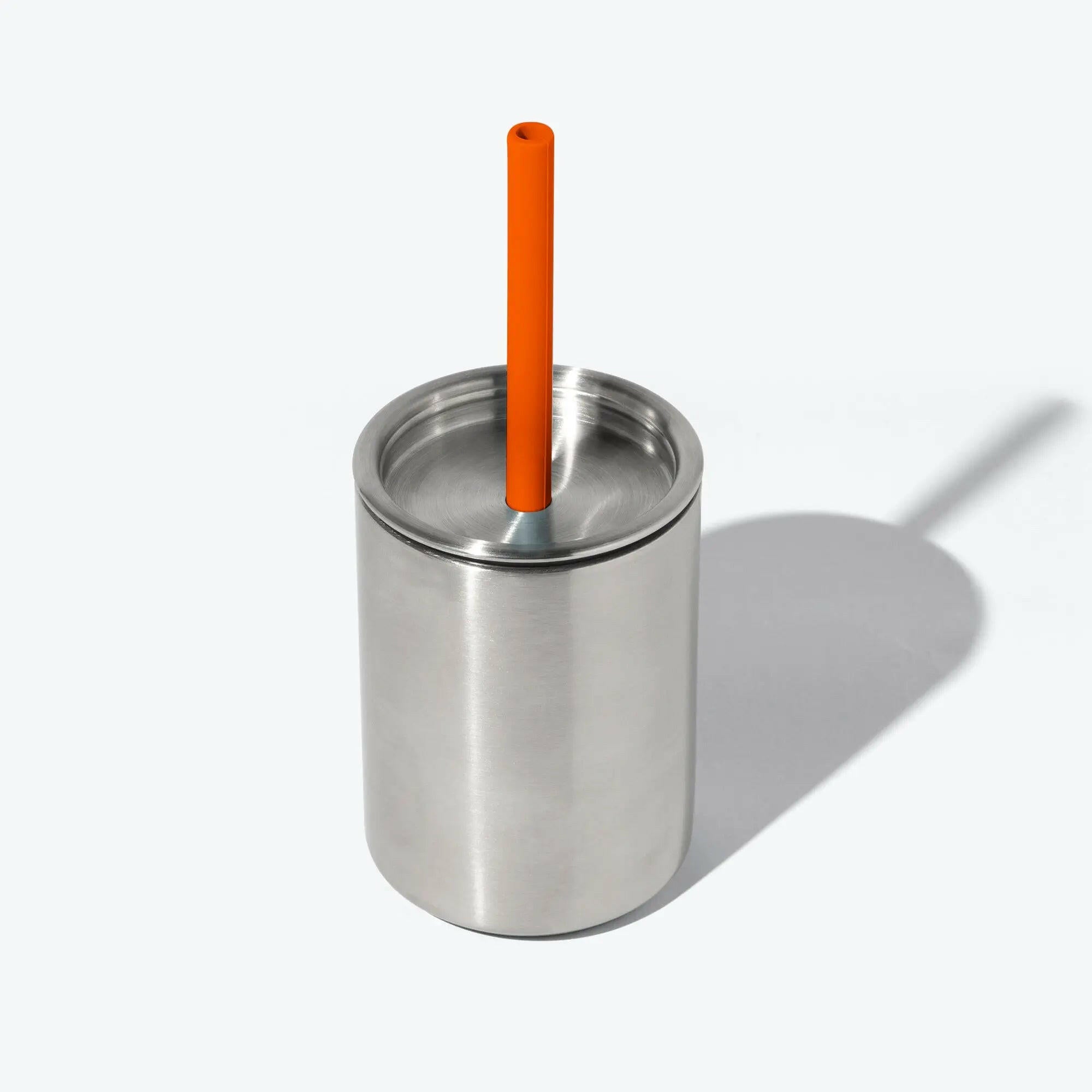 8 oz. Avanchy Stainless Steel Baby Toddler Spill Proof Cup with Straw Sippy Cups Avanchy Sustainable Baby Dishware 8 oz. Cup Orange