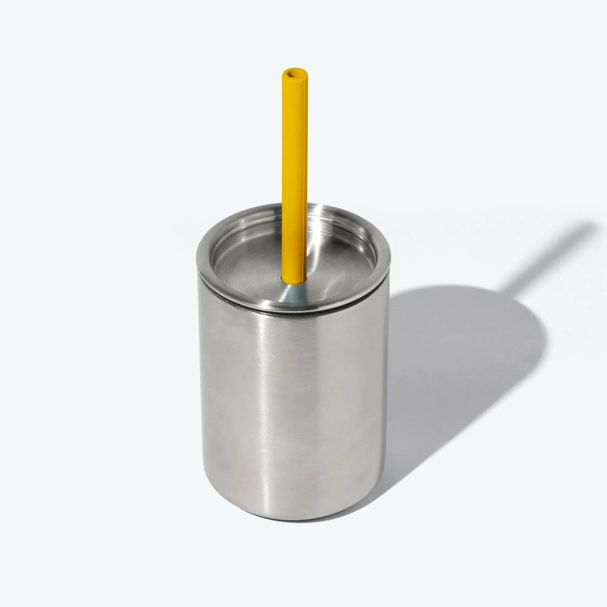 8 oz. Avanchy Stainless Steel Baby Toddler Spill Proof Cup with Straw Sippy Cups Avanchy Sustainable Baby Dishware 8 oz. Cup Yellow