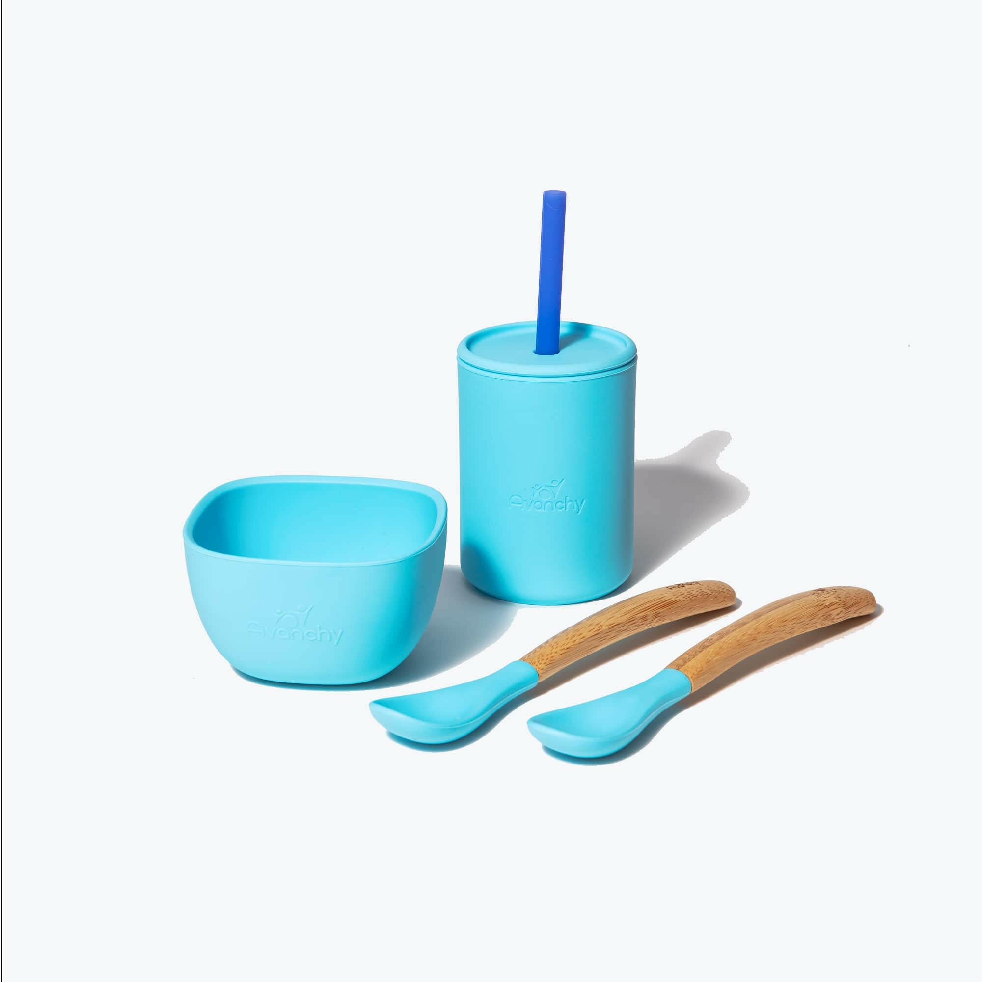 8 oz. Avanchy La Petite Essential Set Baby Feeding Avanchy Sustainable Baby Dishware 8 oz. Essentials Set Blue