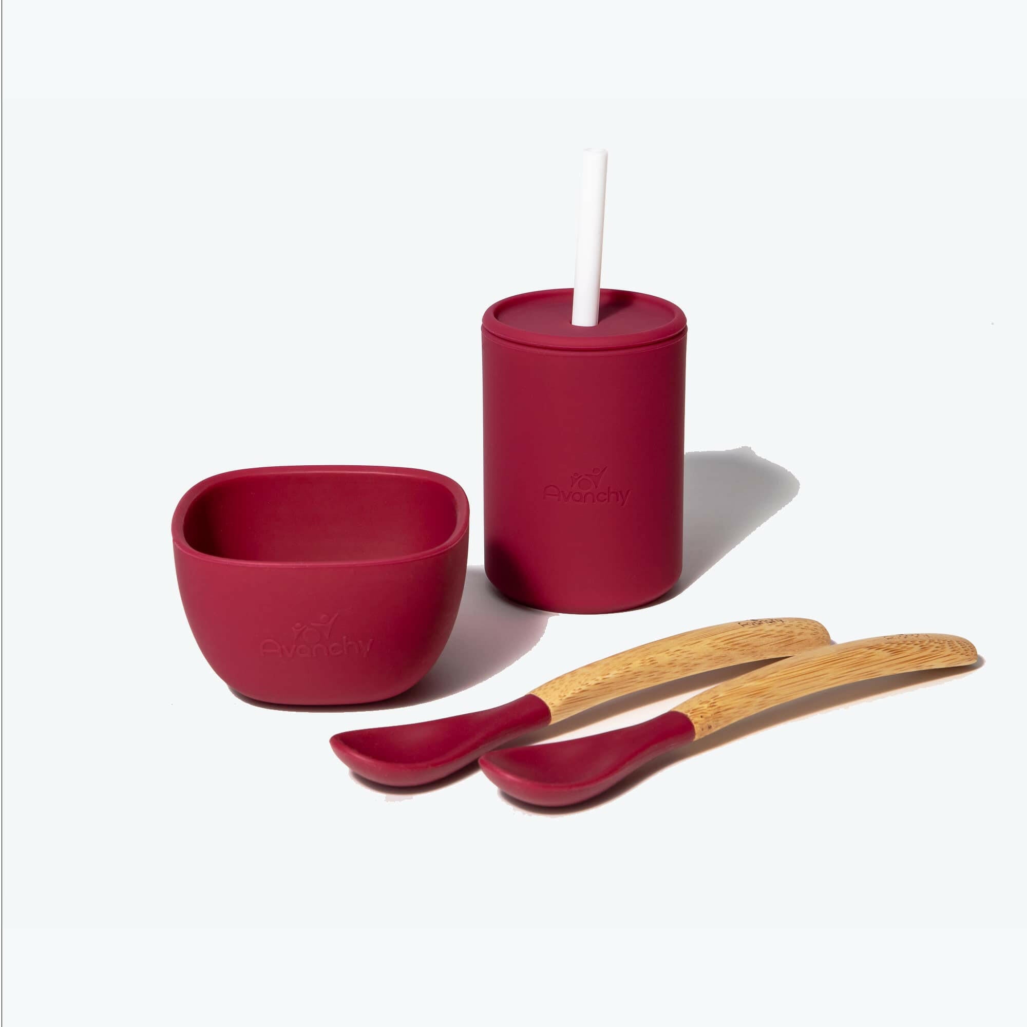 8 oz. Avanchy La Petite Essential Set Baby Feeding Avanchy Sustainable Baby Dishware 8 oz. Essentials Set Magenta