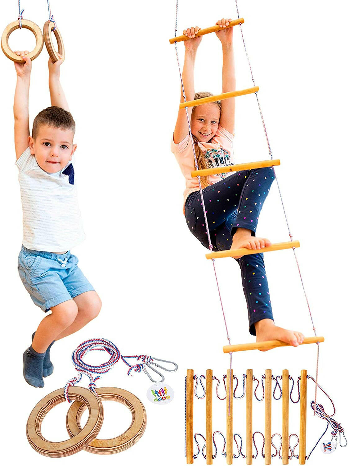 2in1 Swings Set: Gymnastic rings + Climbing rope ladder 2in1 Swing Set Goodevas Default Title