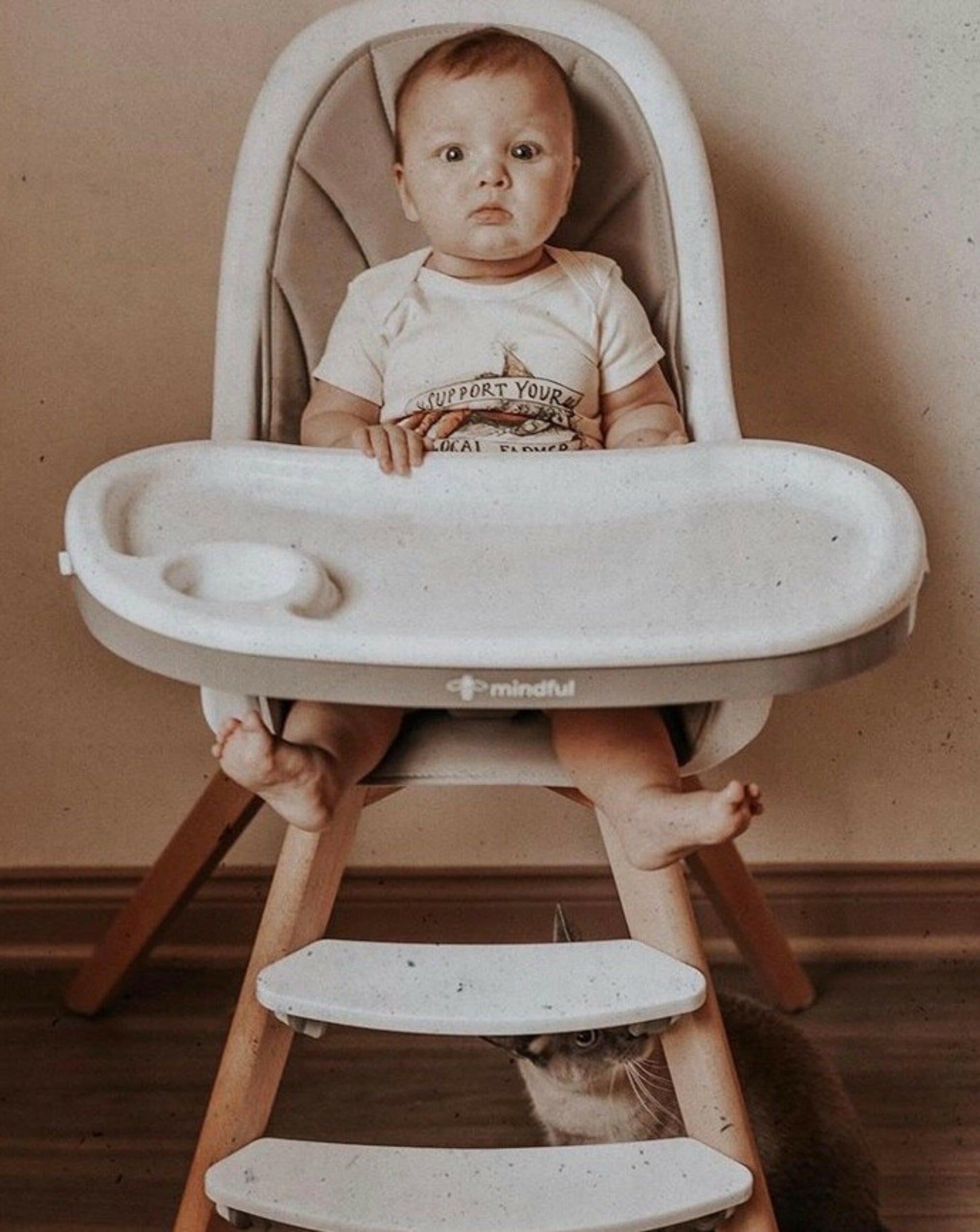 Modern Baby High Chair with Grey Pad Baby Highchairs Be Mindful