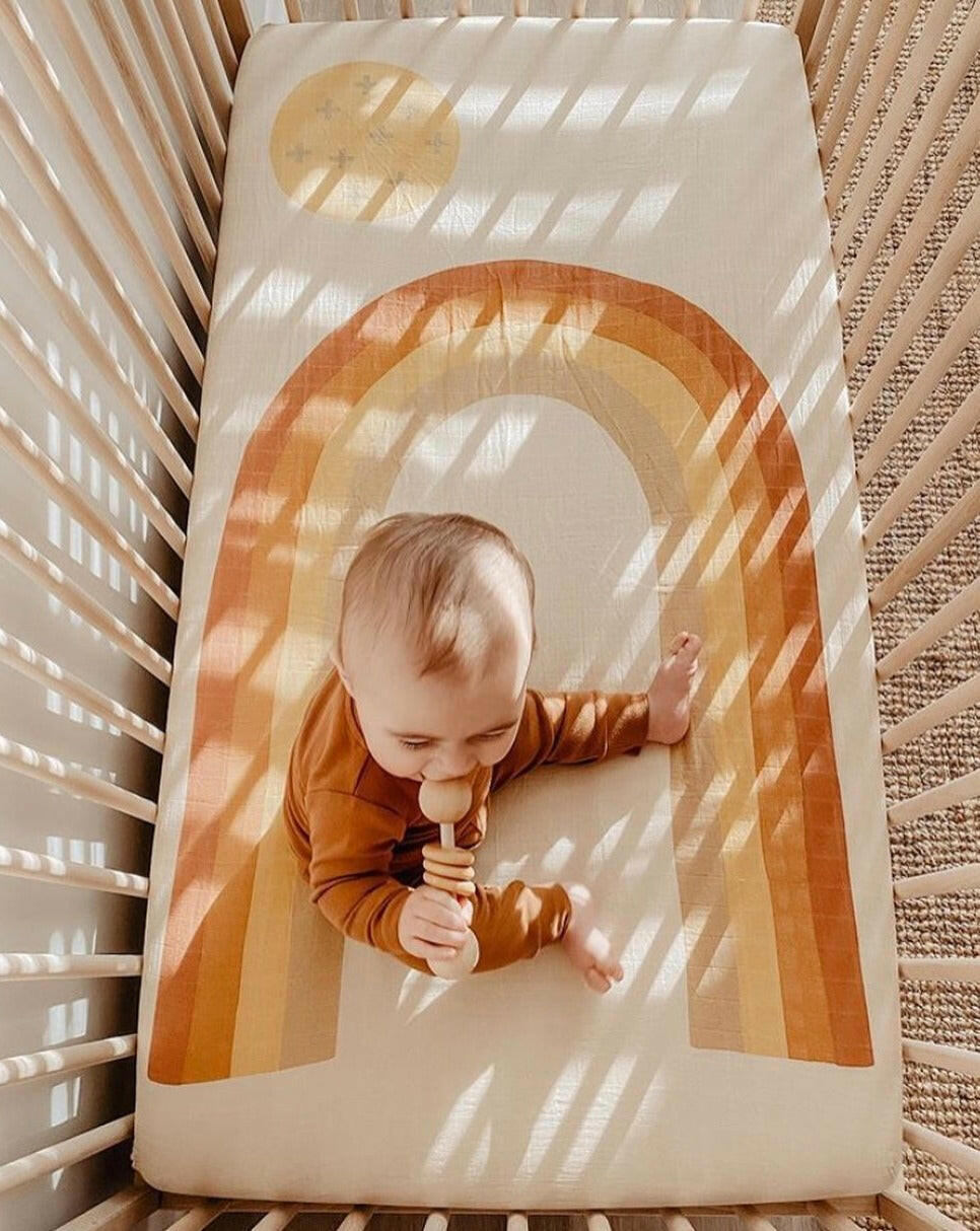 Organic Rainbow Crib Sheet Crib Sheets Coveted Things