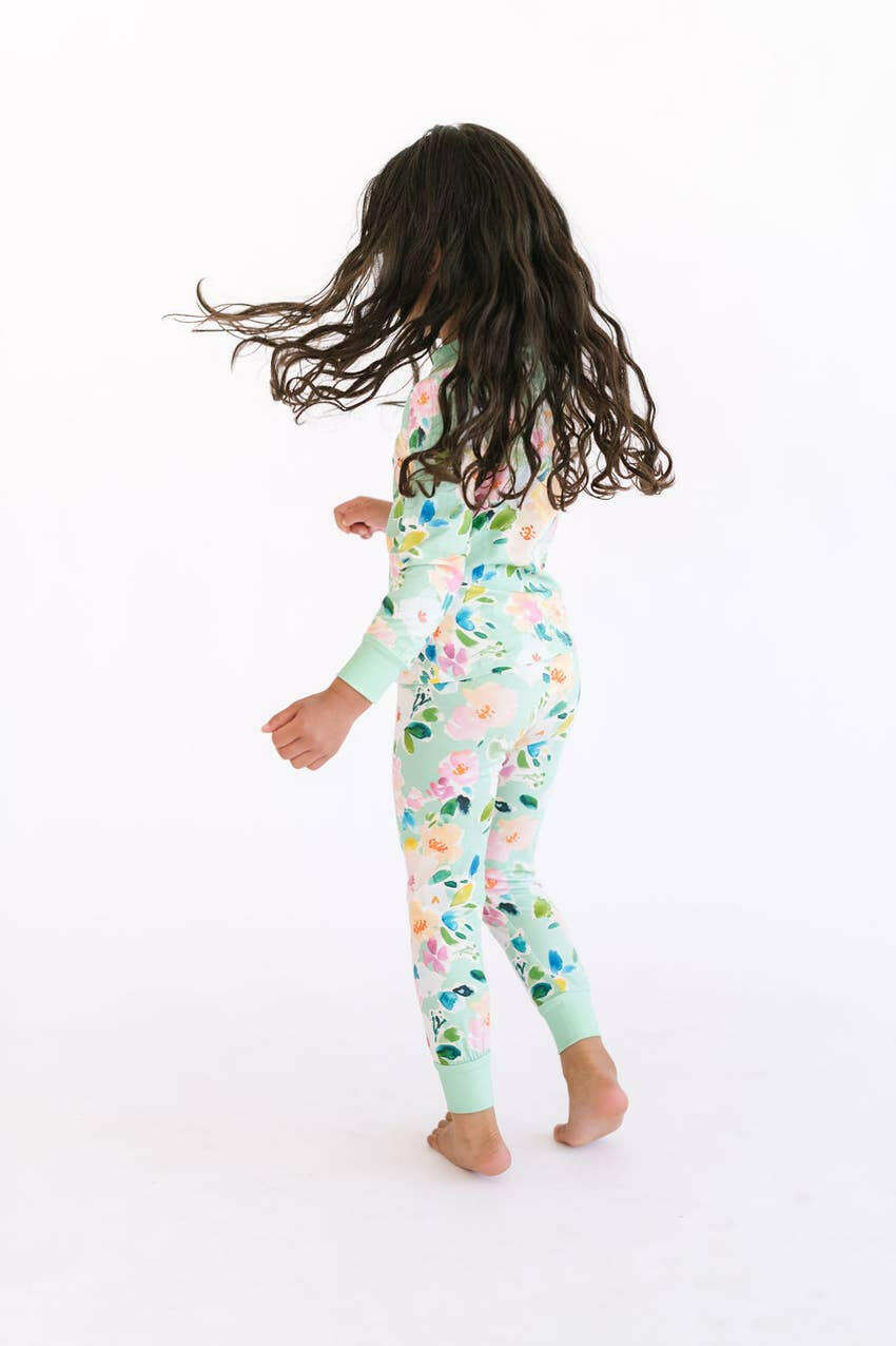 2 Piece Pajama Set in Watercolor Floral Ollie Jay