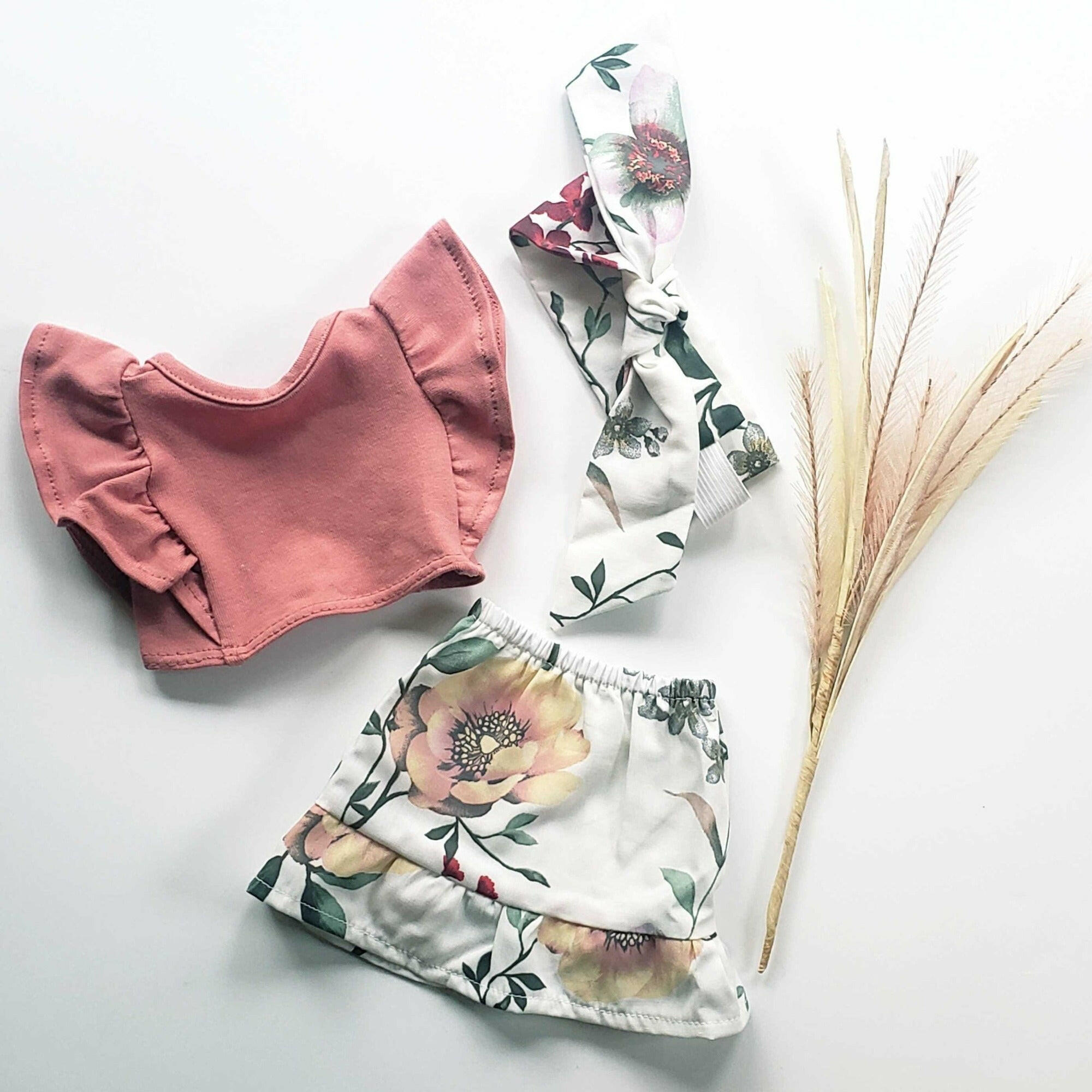 Gipsy Floral Doll Outfit 3 Pc Set Doll Clothing Minikane