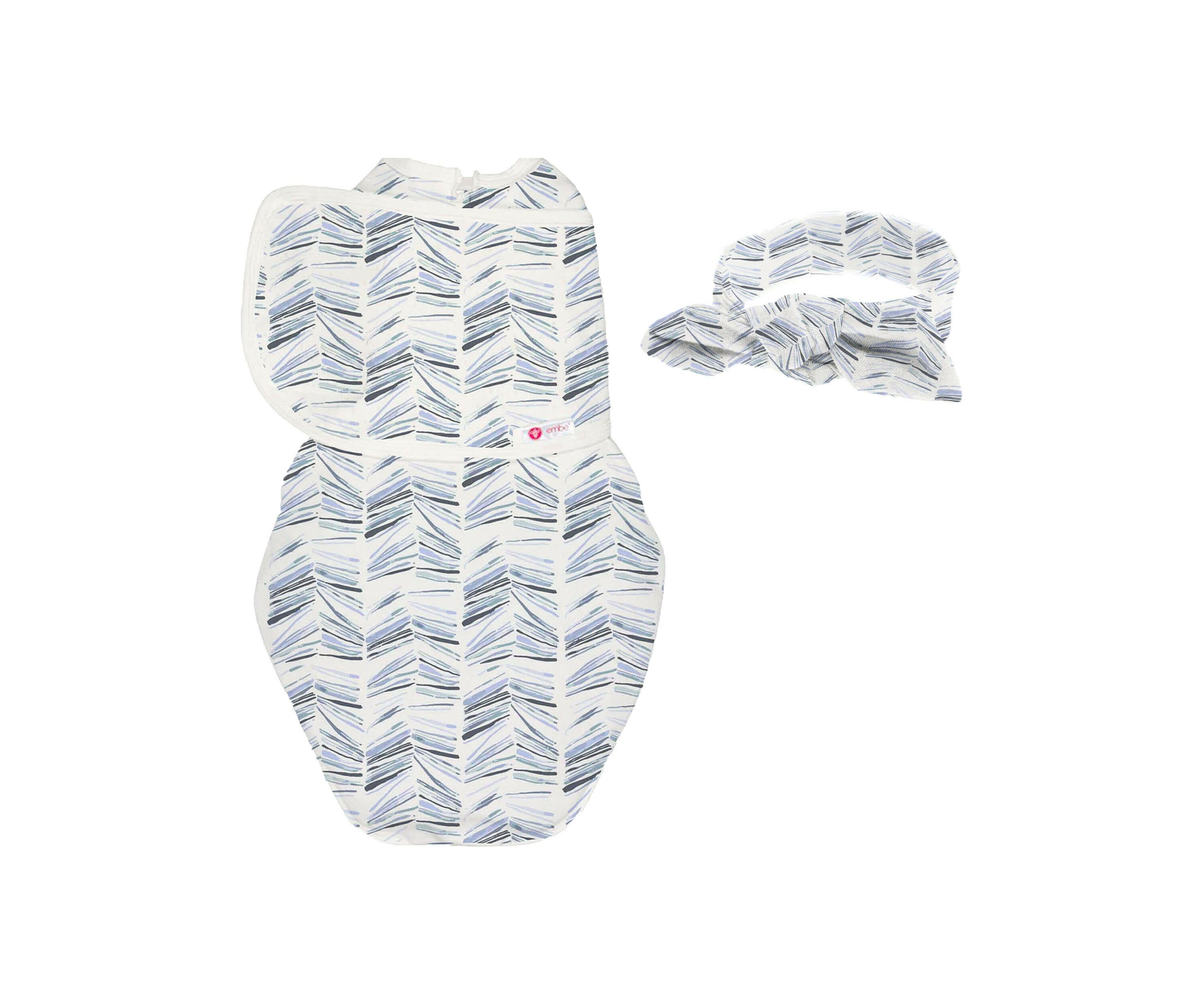 Headband and Starter Swaddle Original Bundle Swaddling Blankets embé® Angle Stripes Newborn (6-14lbs)