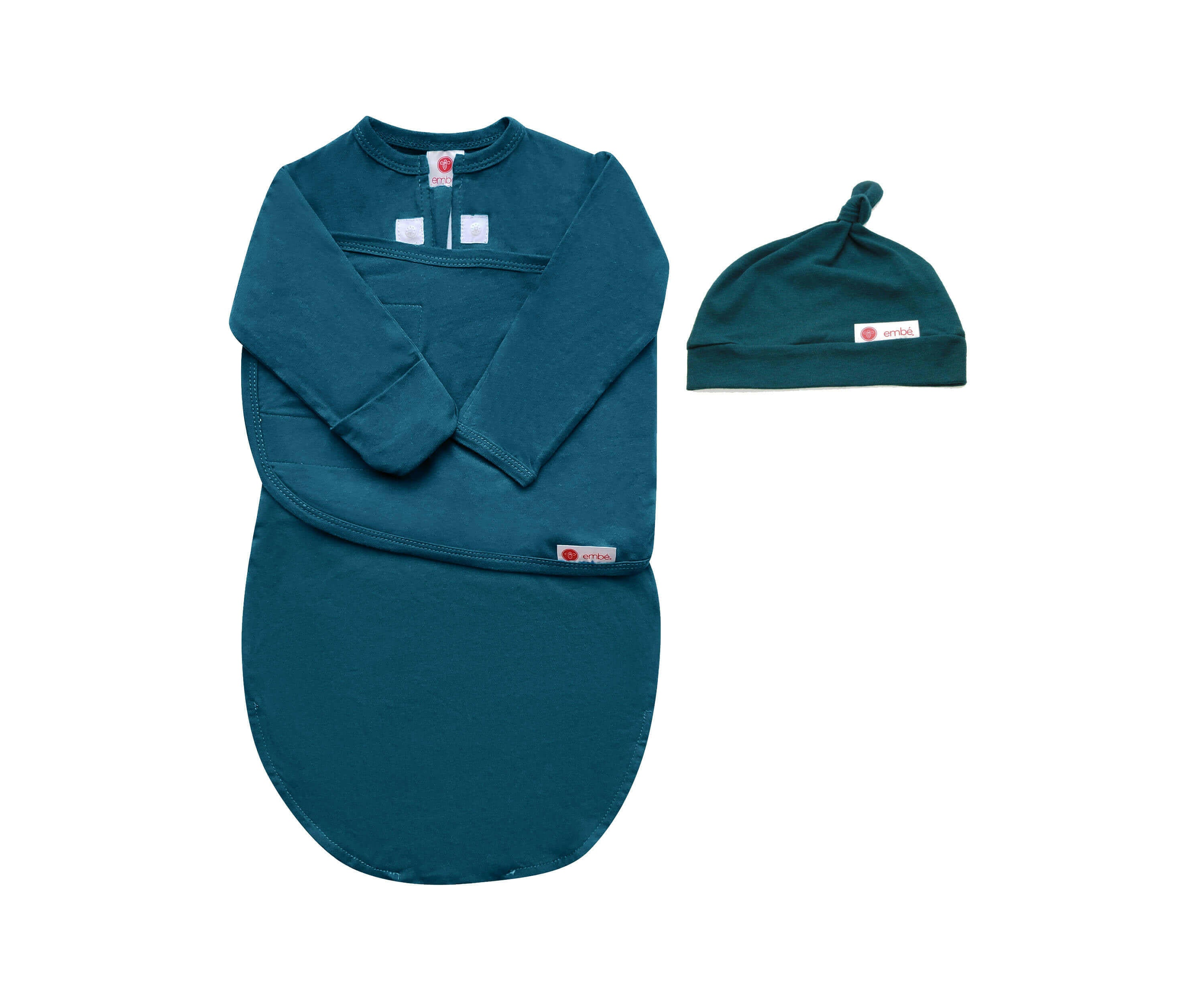 Hat + Long Sleeve Swaddle Sack Bundle Swaddling Blankets embé® Spruce Newborn (6-14lbs)