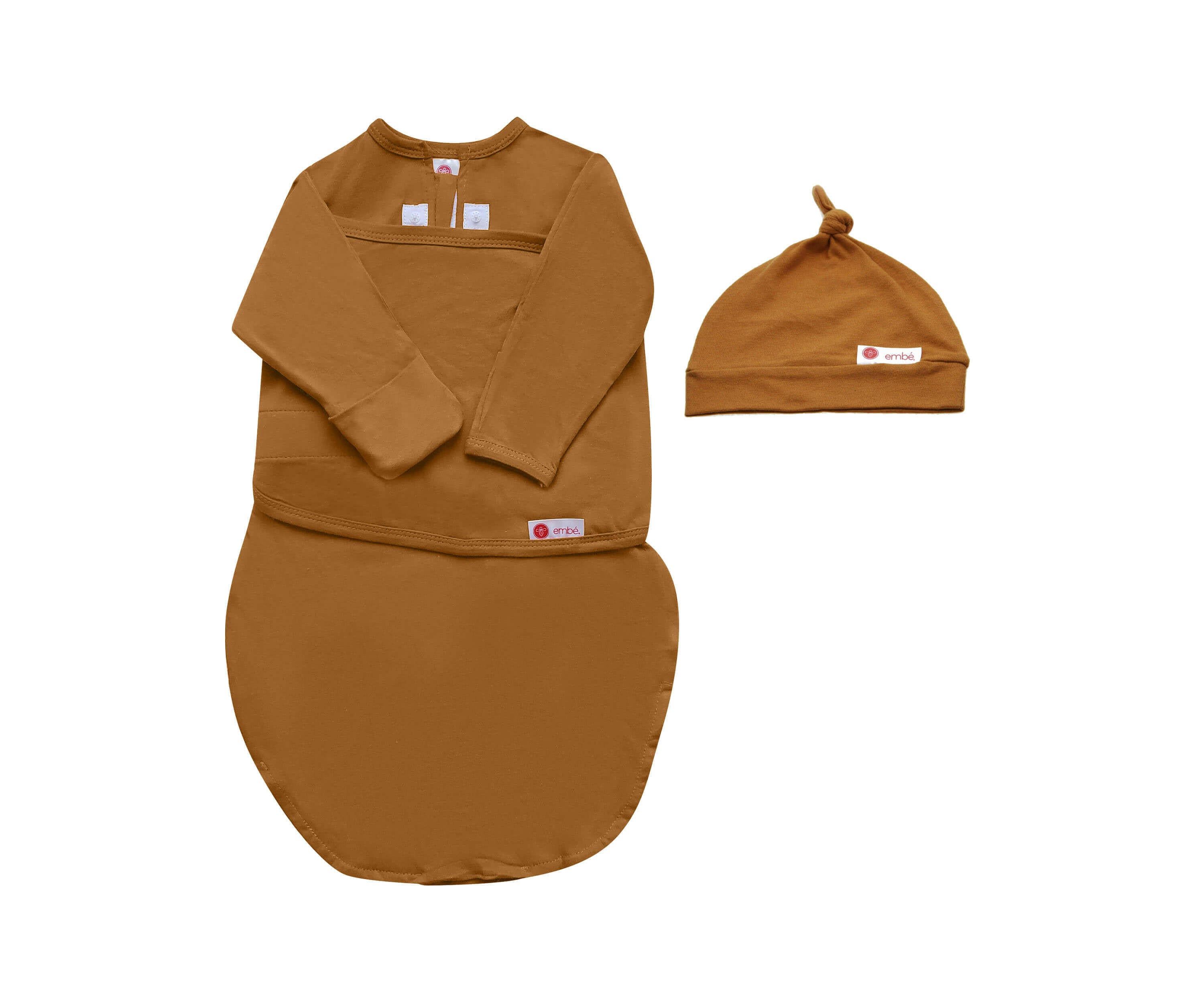 Hat + Long Sleeve Swaddle Sack Bundle Swaddling Blankets embé® Sand Newborn (6-14lbs)