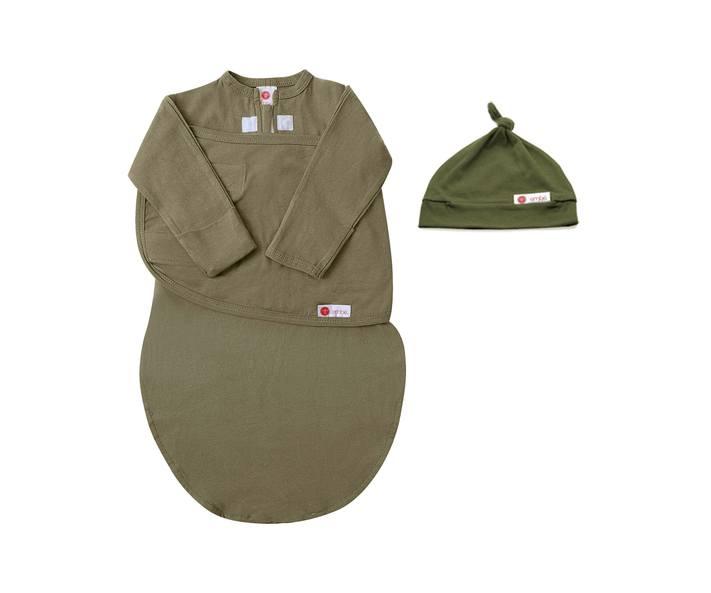 Hat + Long Sleeve Swaddle Sack Bundle Swaddling Blankets embé® Moss Newborn (6-14lbs)