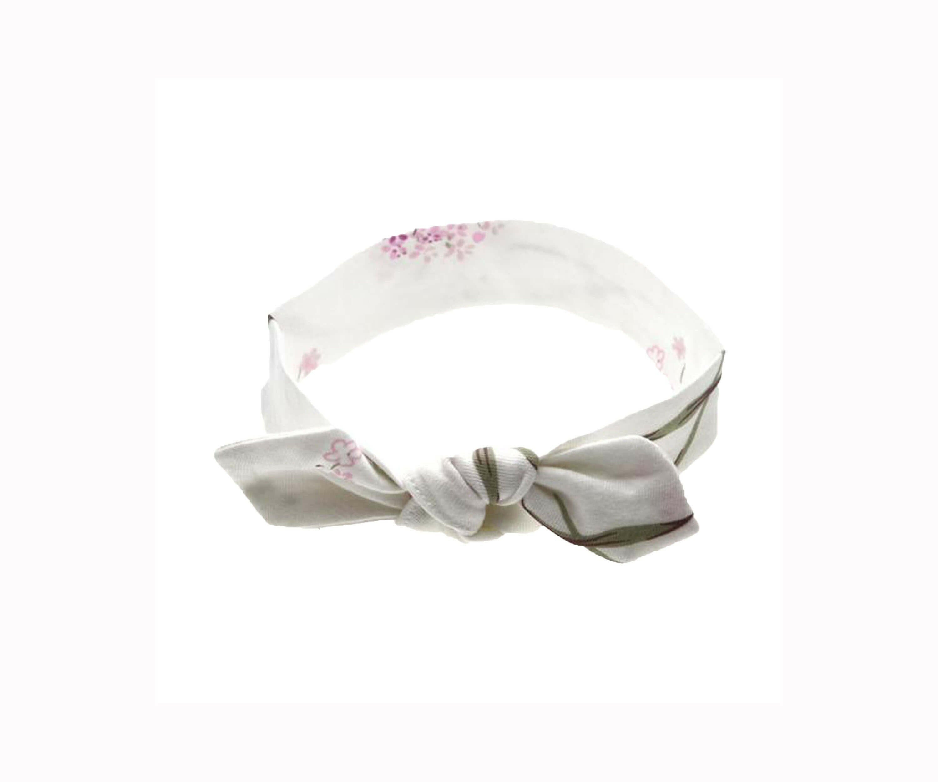 Bow Headband 100% Cotton Jersey embé® Clustered Flowers Newborn (6-14lbs)