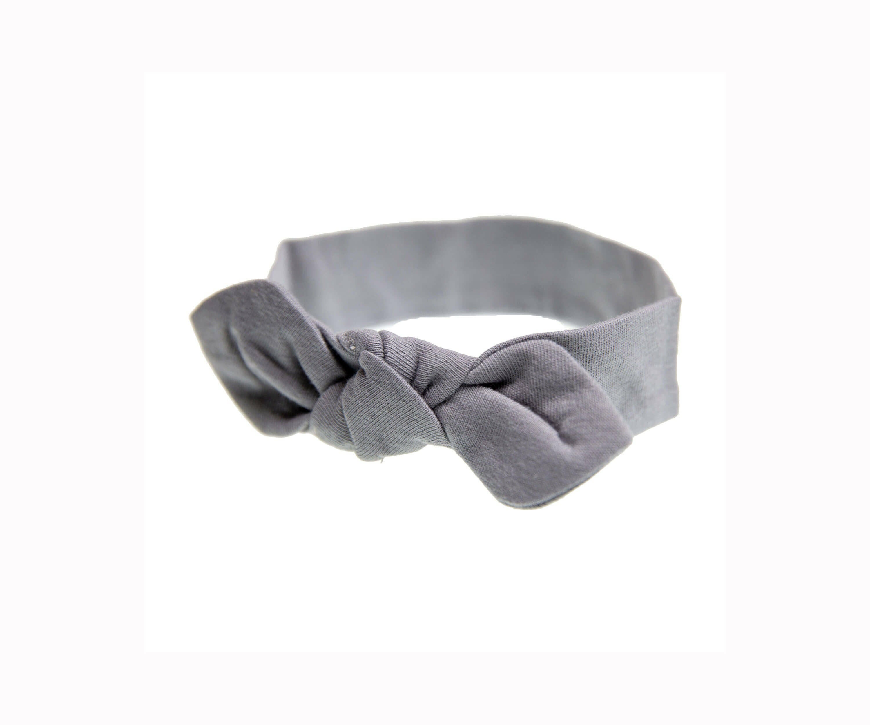 Bow Headband 100% Cotton Jersey embé® Slate Newborn (6-14lbs)