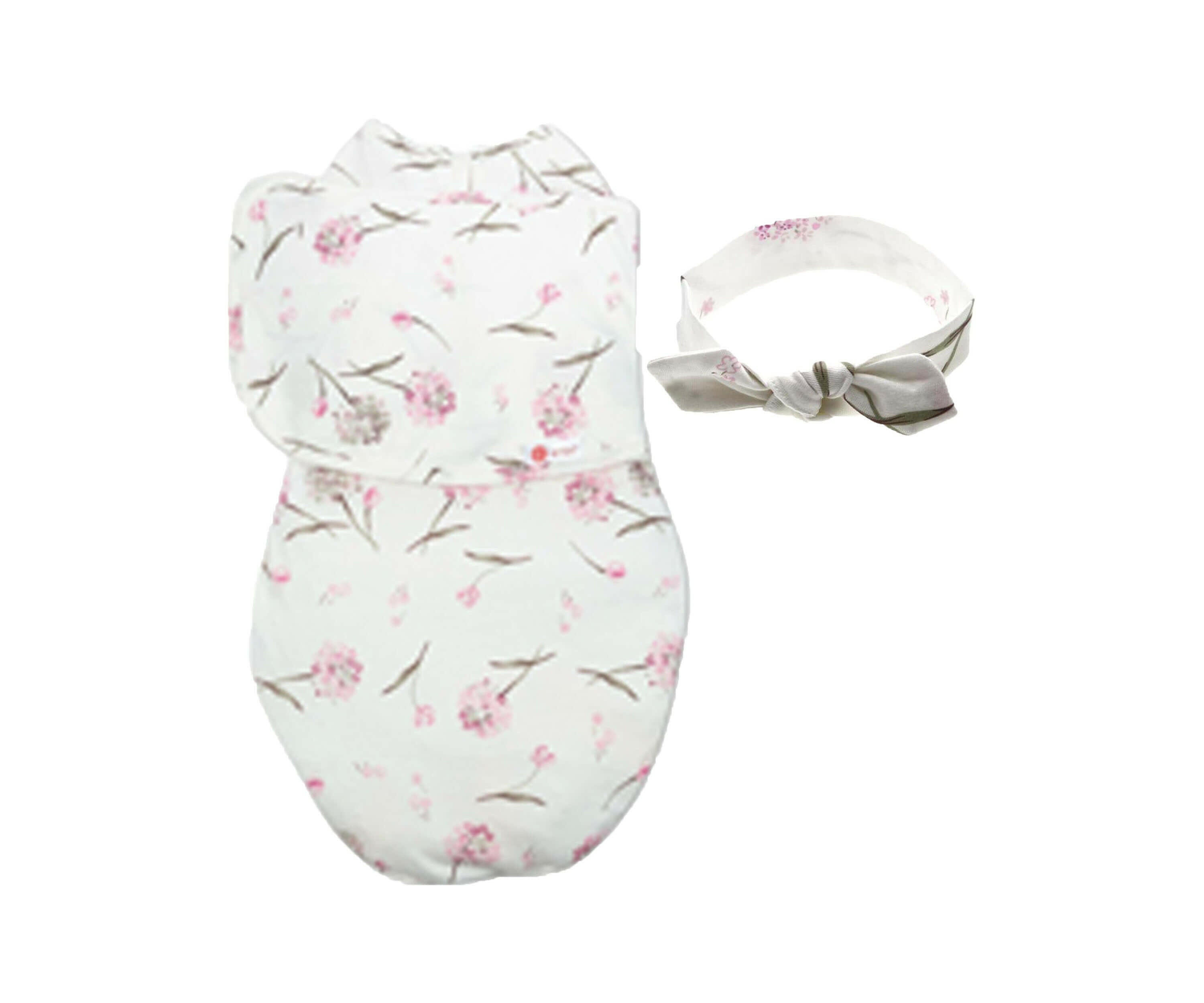 Headband and Starter Swaddle Original Bundle Swaddling Blankets embé® Clustered Flowers Newborn (6-14lbs)