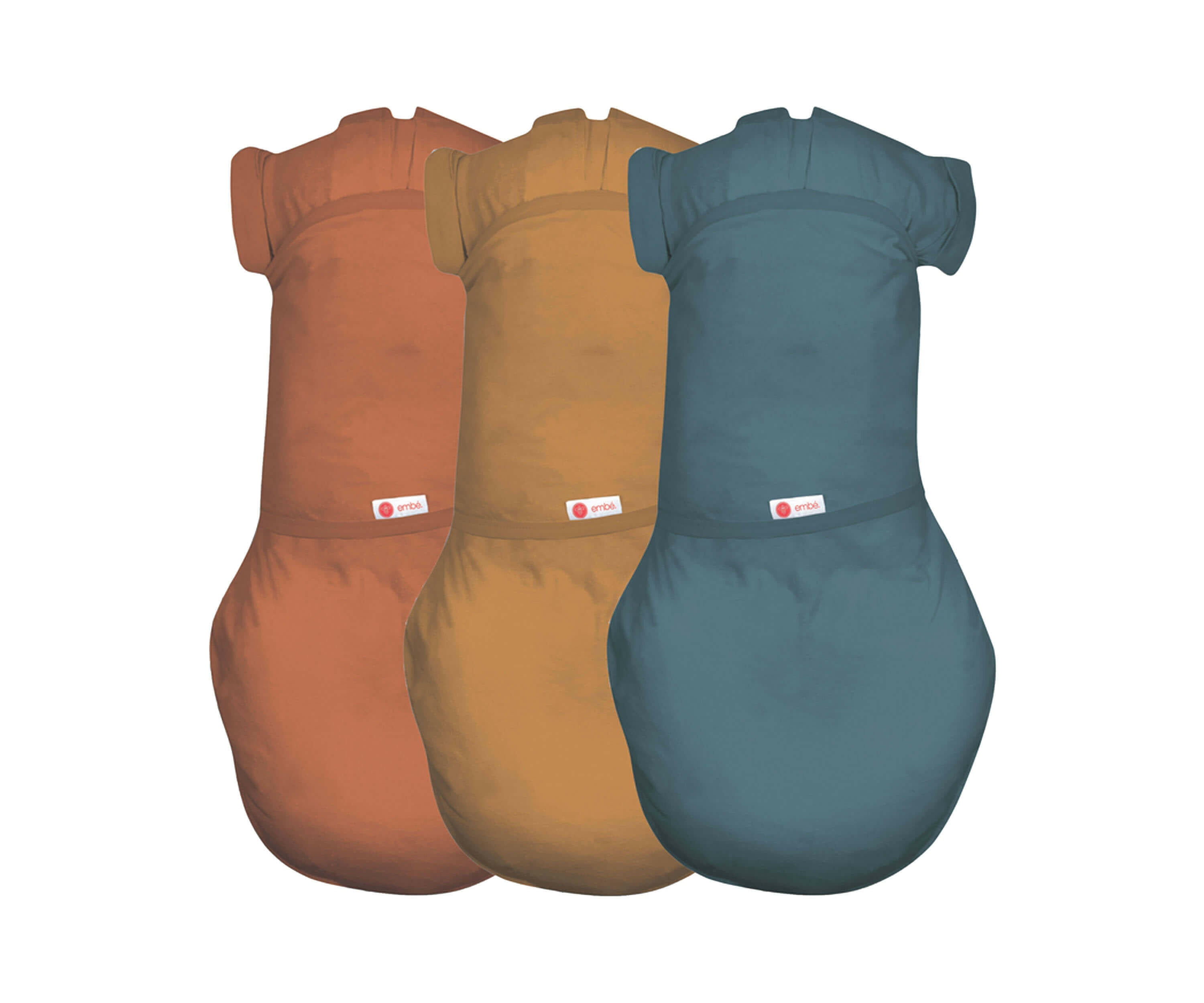 Short Sleeve Swaddle Sack Bundle 100% Cotton Jersey embé® Rust-Sand-Spruce