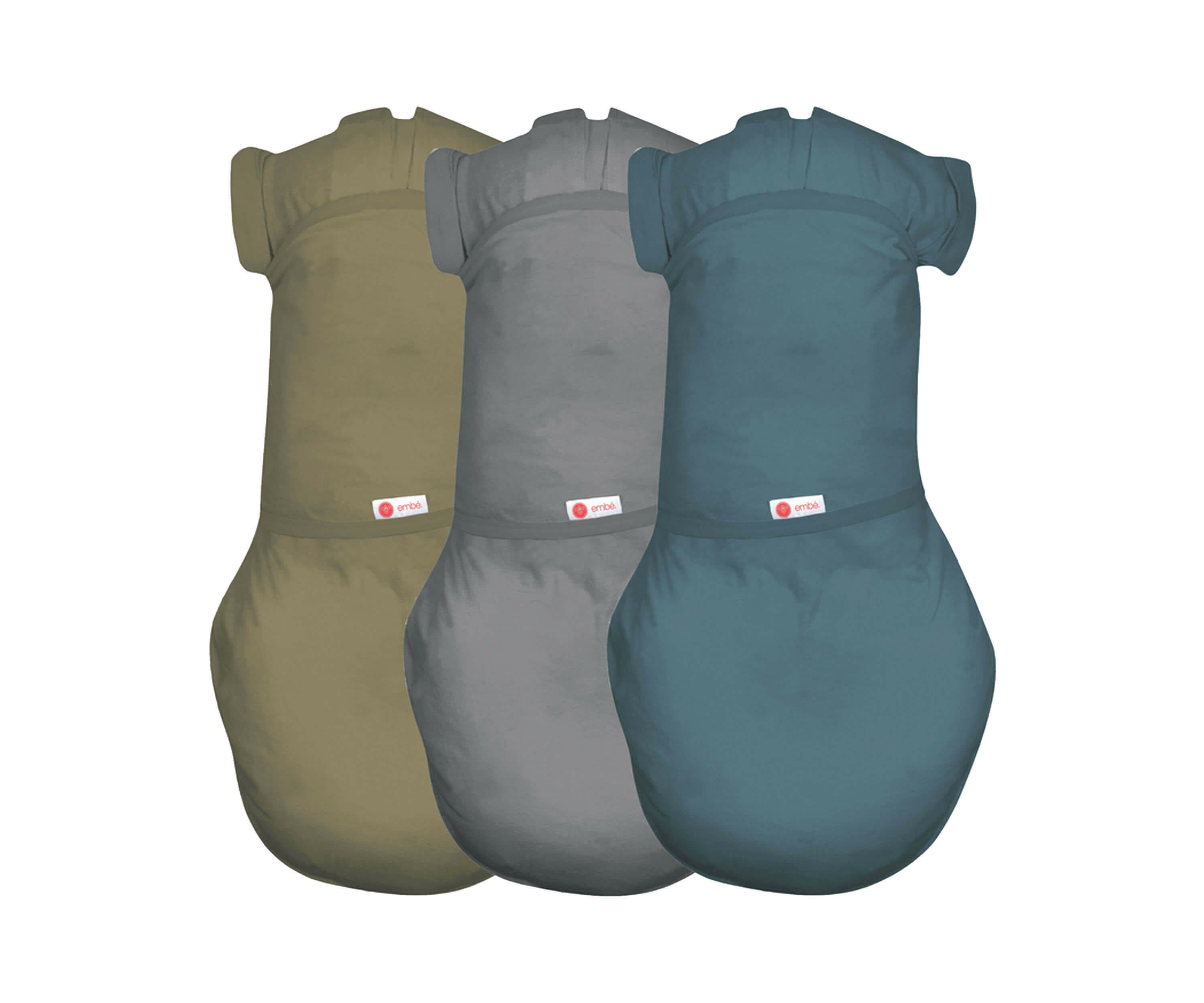 Short Sleeve Swaddle Sack Bundle 100% Cotton Jersey embé® Moss-Slate-Spruce