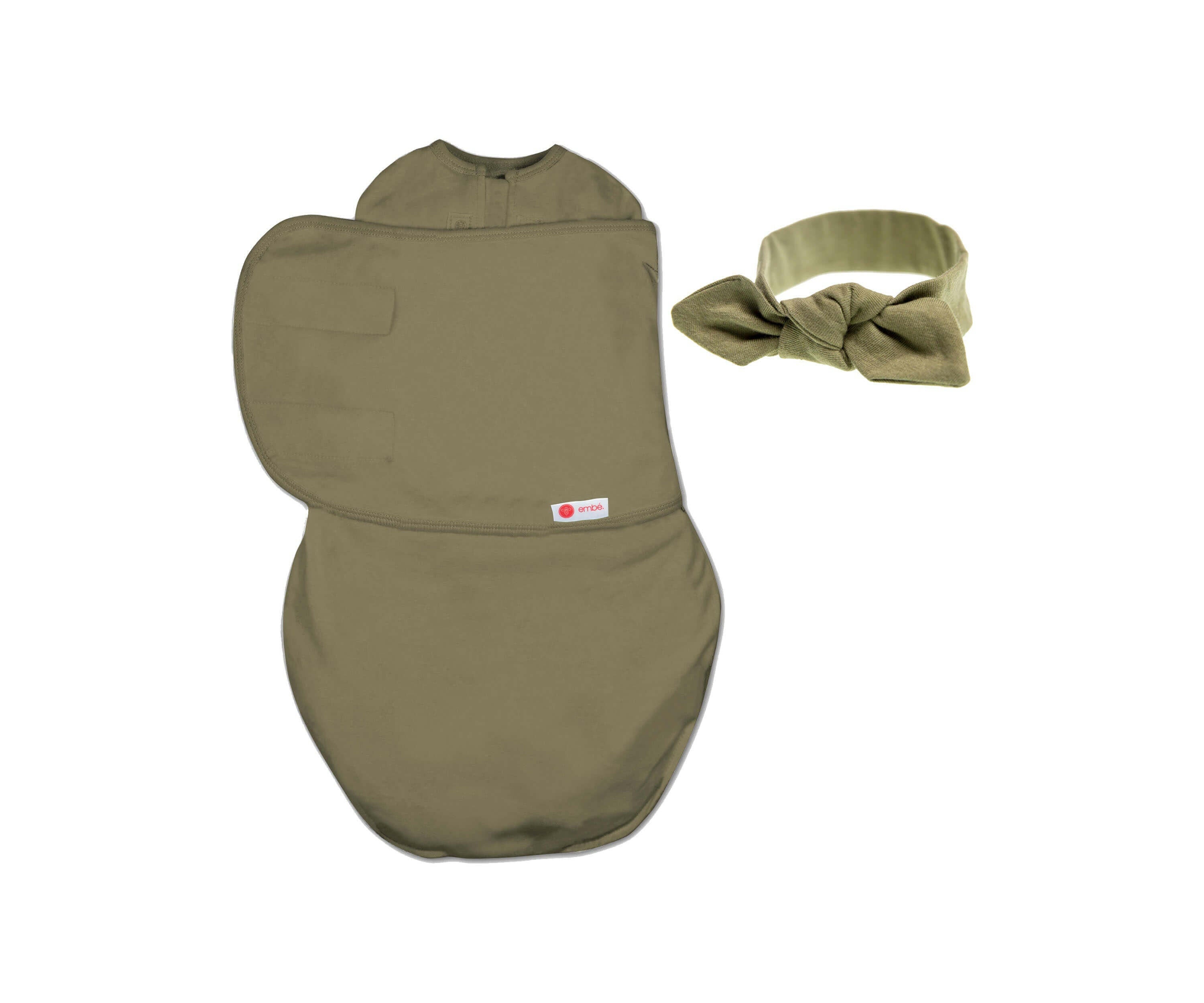 Headband and Starter Swaddle Original Bundle Swaddling Blankets embé® Moss Newborn (6-14lbs)