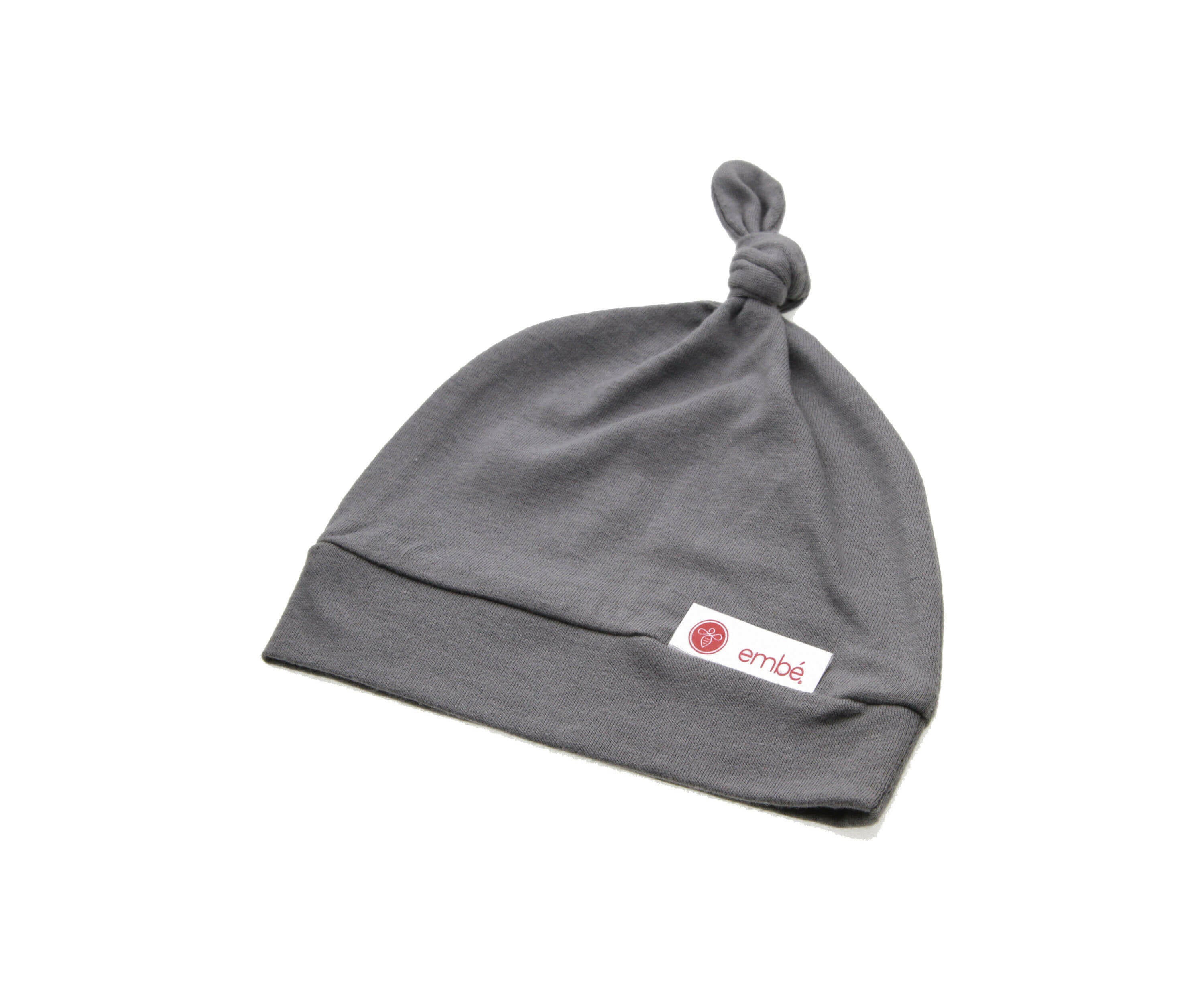 Top Knot Hat 100% Cotton Jersey embé® Slate Newborn (6-14lbs)