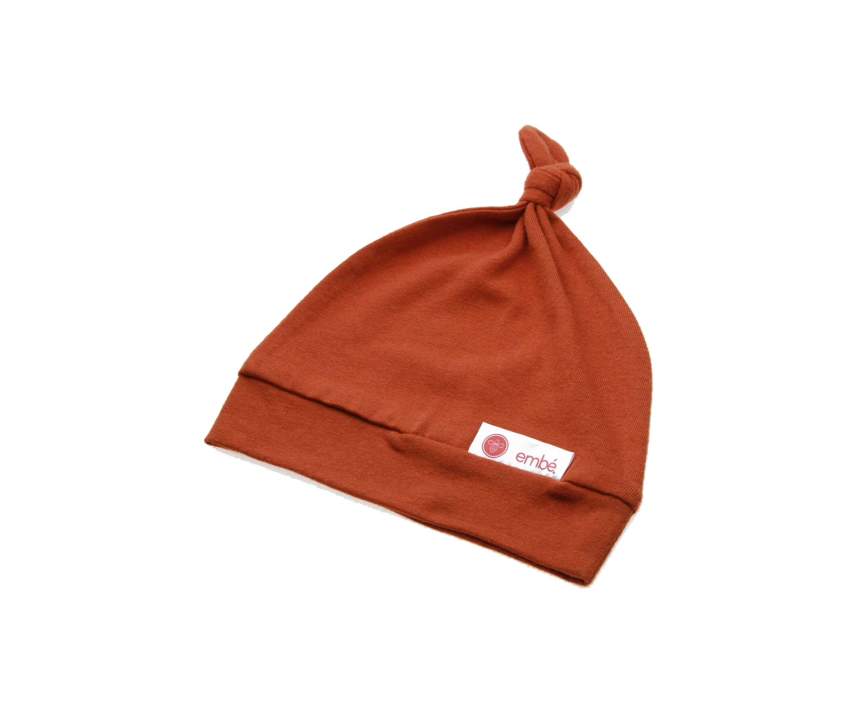 Top Knot Hat 100% Cotton Jersey embé® Rust Newborn (6-14lbs)