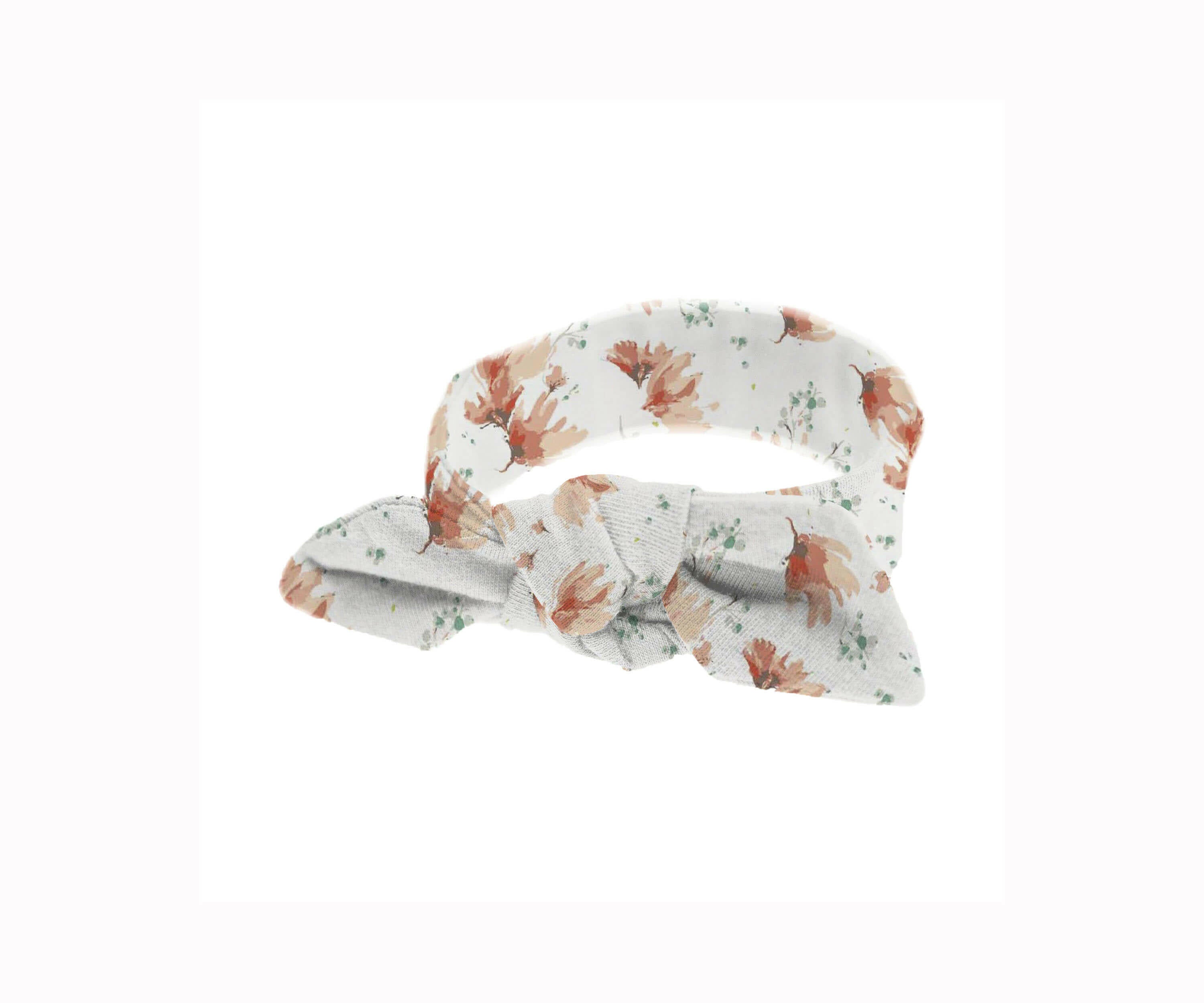 Bow Headband 100% Cotton Jersey embé® Blush Blossoms Newborn (6-14lbs)