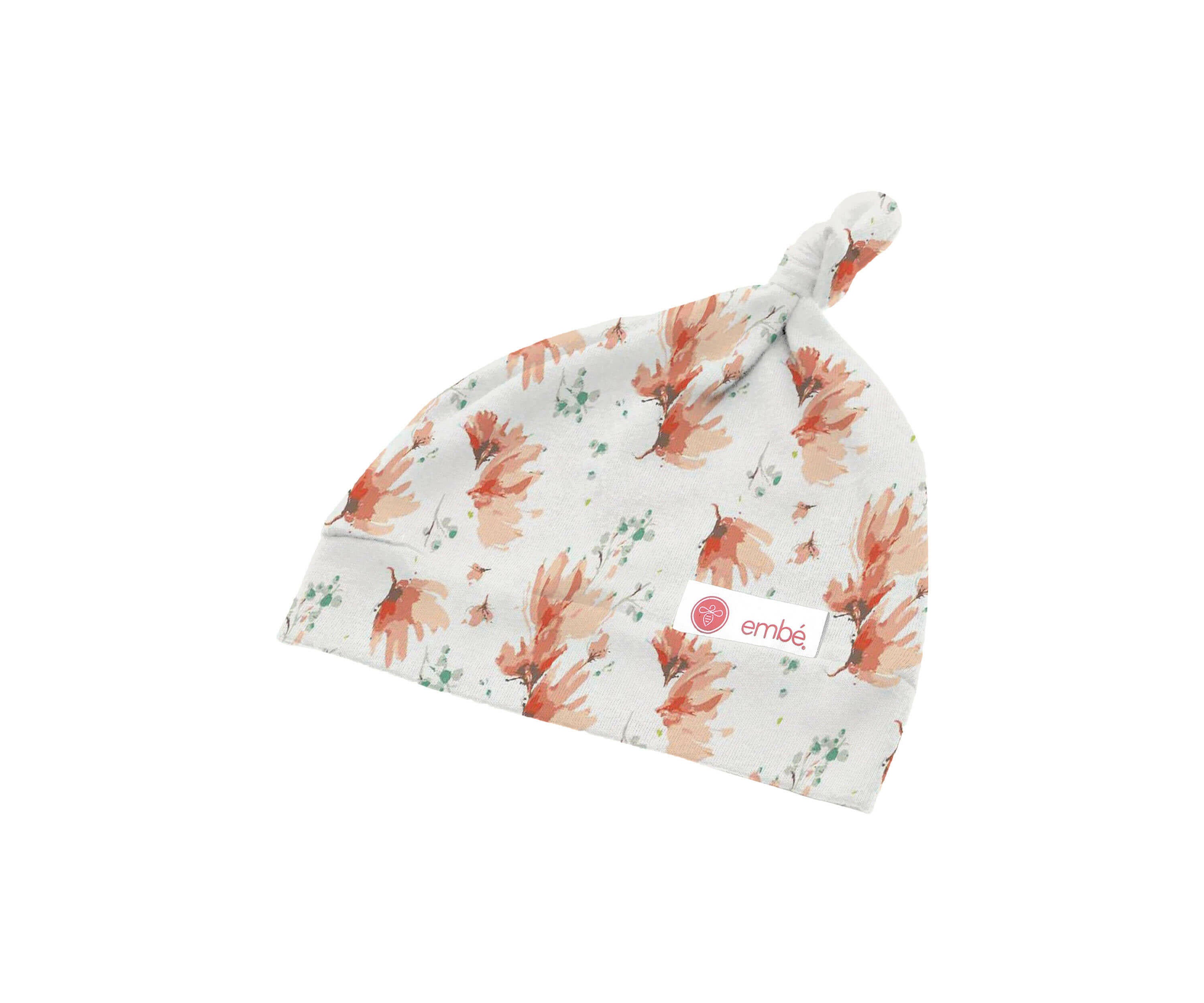 Top Knot Hat 100% Cotton Jersey embé® Blush Blossoms Newborn (6-14lbs)