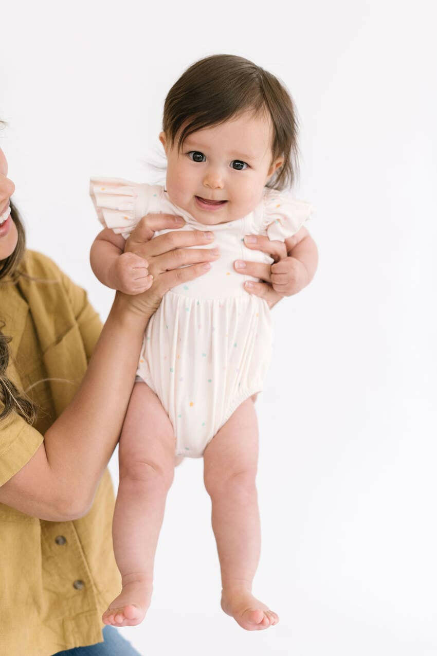 Emmy Romper in Confetti Dot romper Ollie Jay