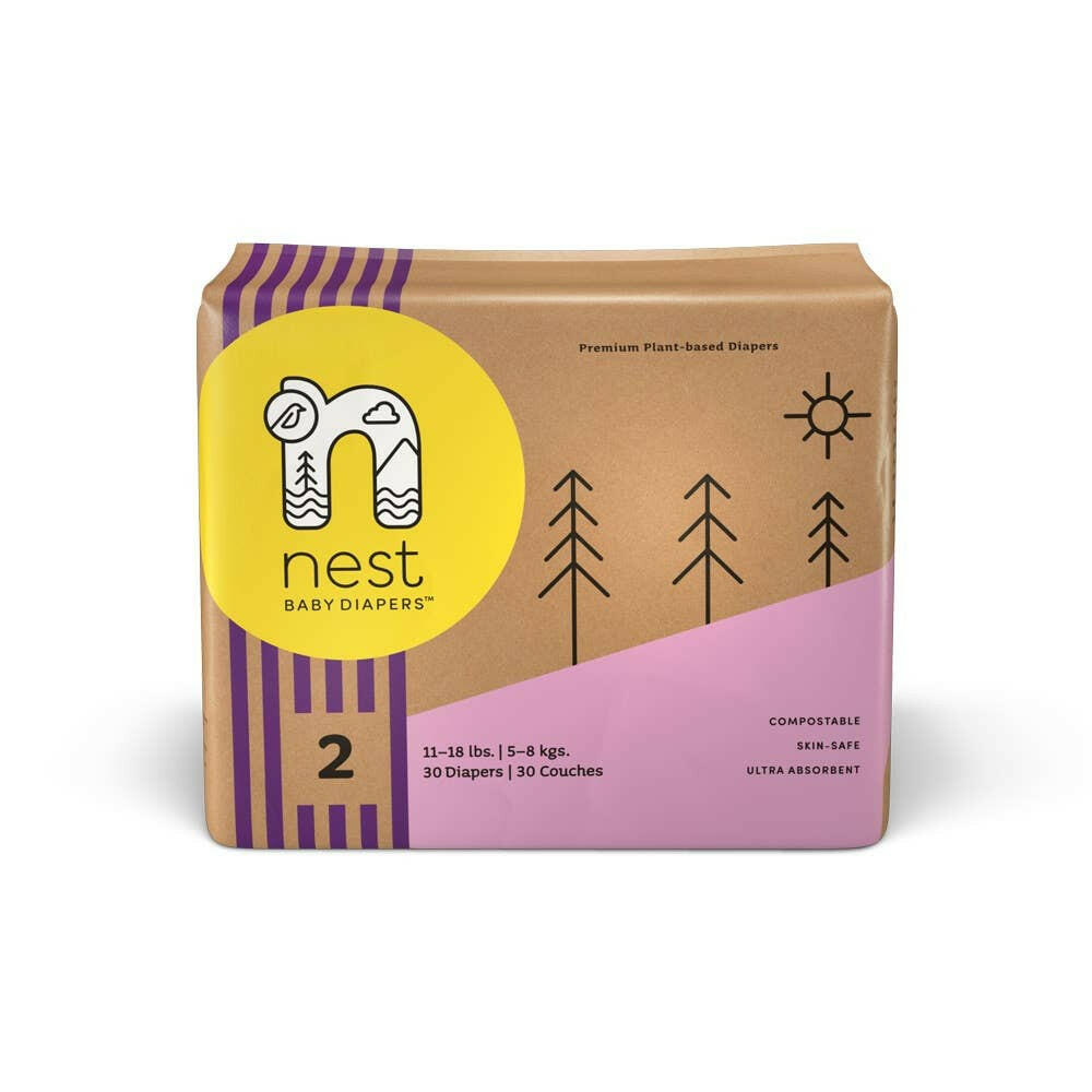 Sustainable Plant Based Baby Diapers - Size 2 Baby Essentials Nest Diapers