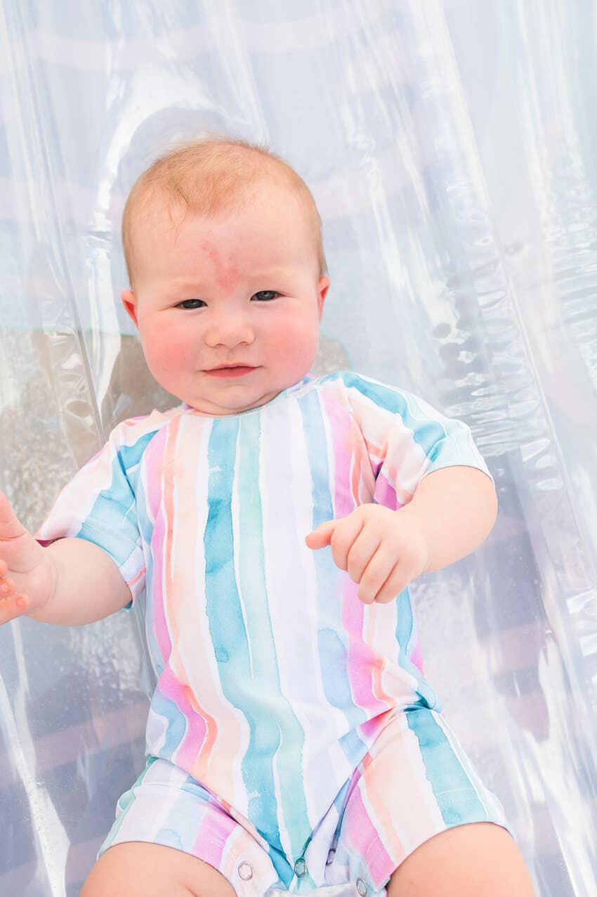 Baby Swimsuit in Watercolor Stripe swim Ollie Jay