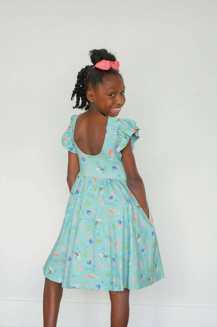 Olivia Dress in Mermaid Ollie Jay