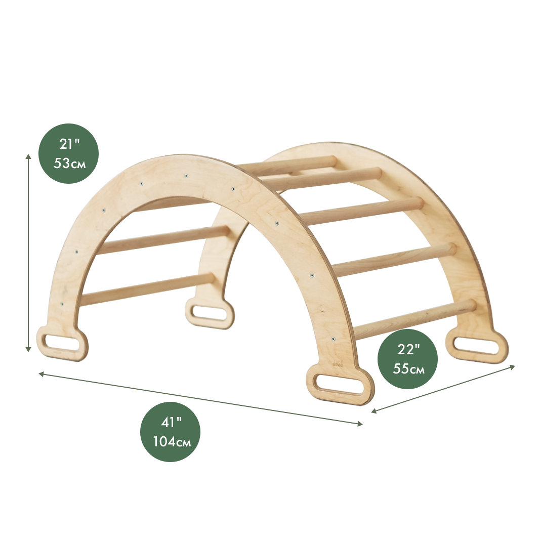 Climbing Arch & Rocker Balance - Montessori Climbers for Kids 1-7 y.o. – Beige Single Ladders Goodevas