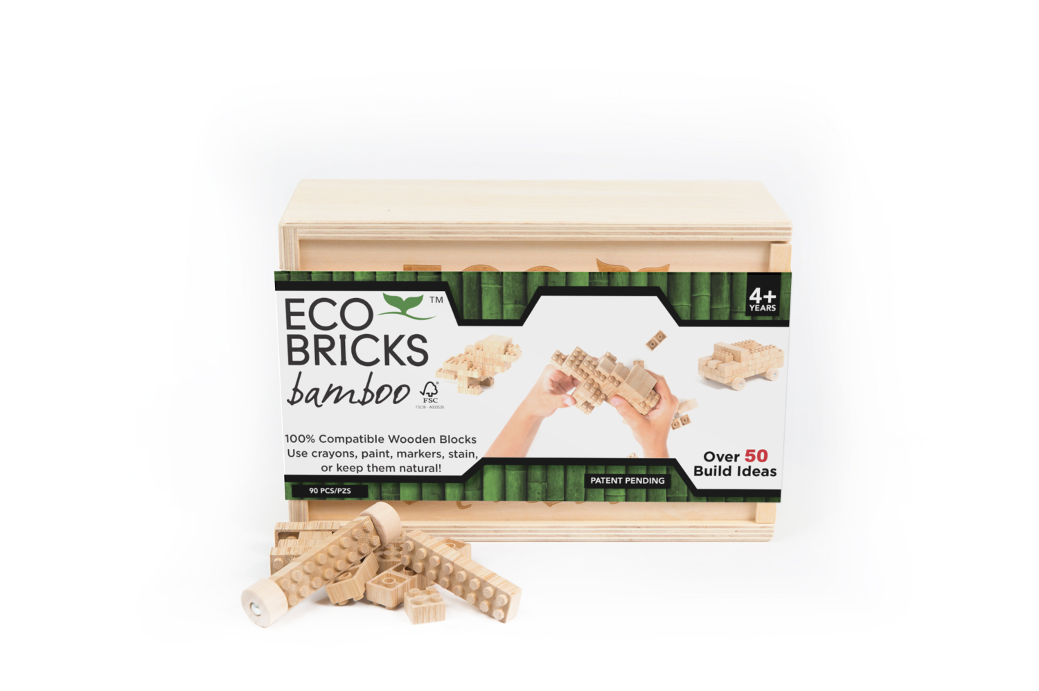 Eco-bricks Bamboo - 90 Piece Blocks Once Kids