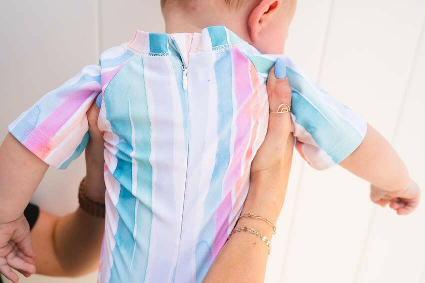 Baby Swimsuit in Watercolor Stripe swim Ollie Jay