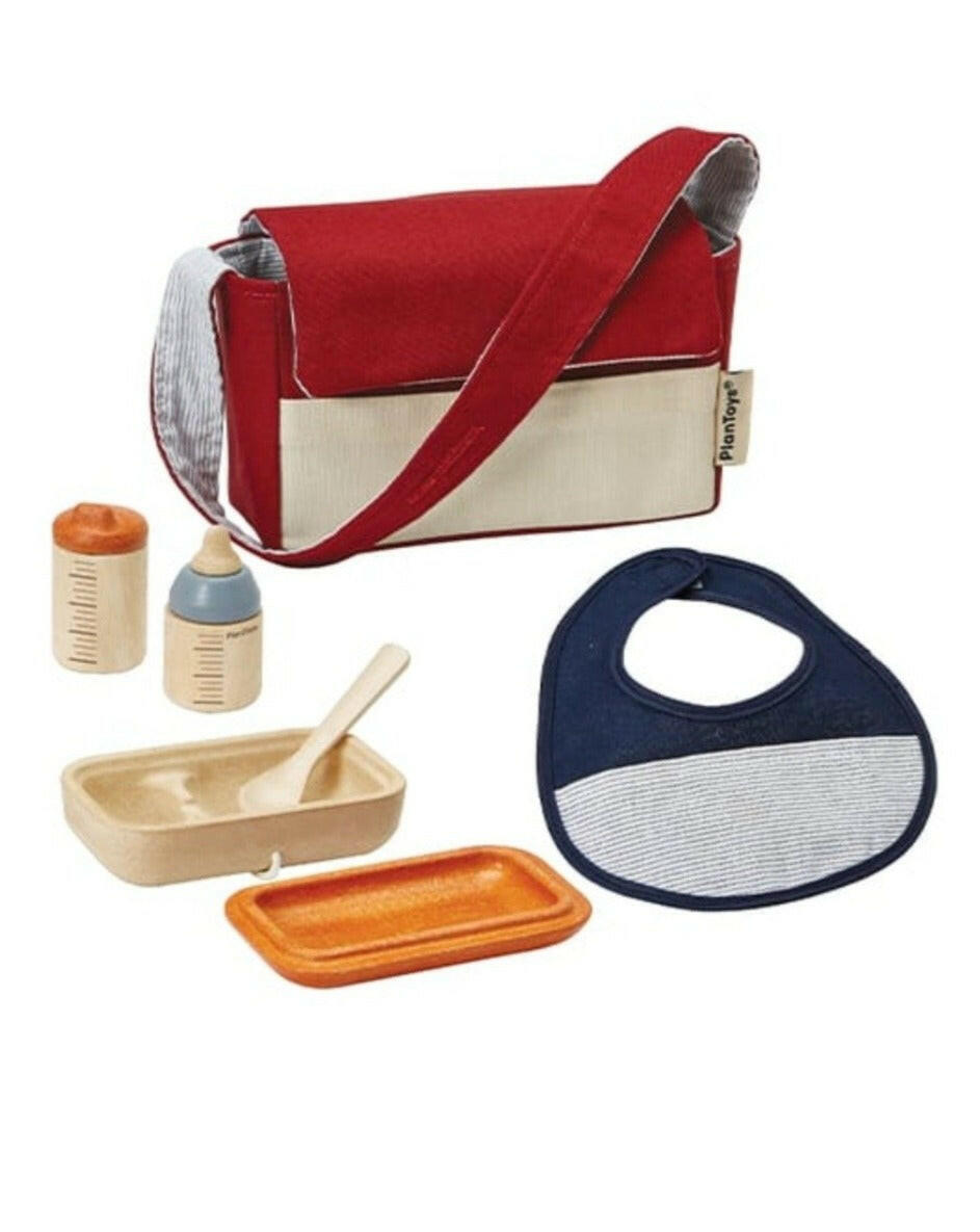 Wooden Babydoll Feeding Set Kids Toys PlanToys