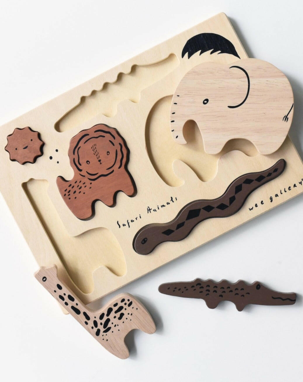 Wooden Tray Puzzle - Safari Animal Kids Toys Wee Gallery