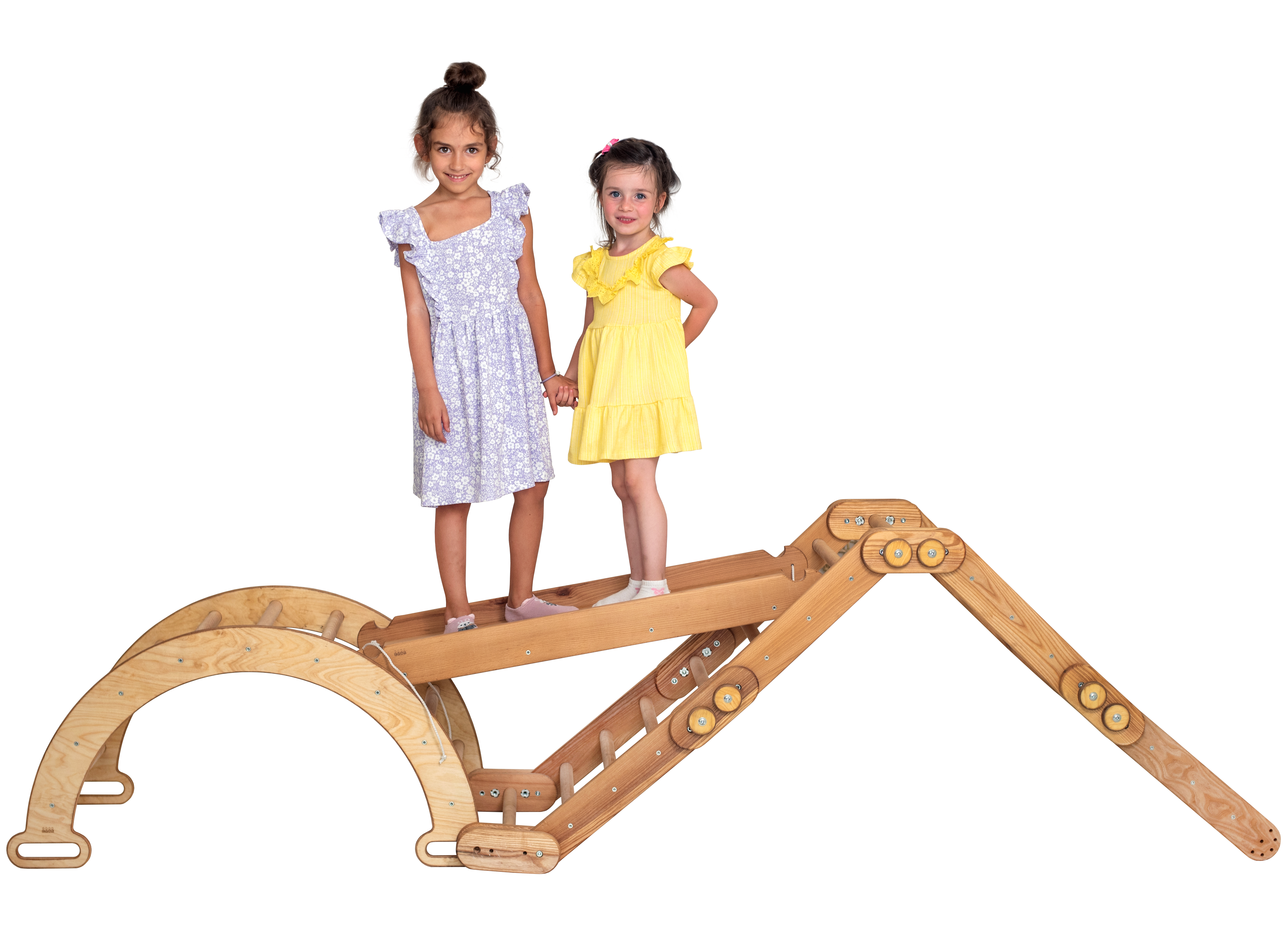 3in1 Montessori Climbing Set: Snake Ladder + Arch/Rocker + Slide Board/Ramp – Chocolate 3in1 Playsets Goodevas
