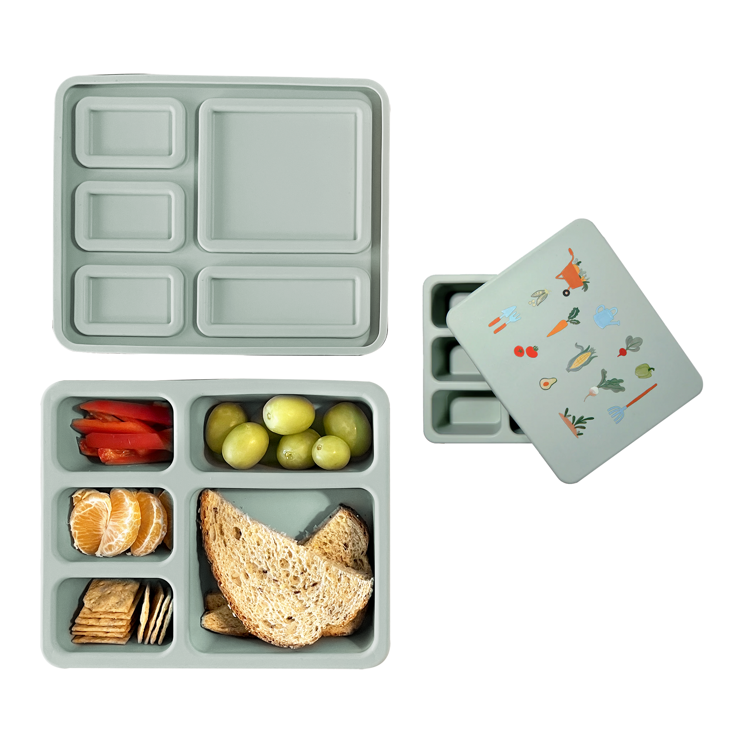 Silicone Bento Box Veggie Garden Robin's Egg Blue Austin Baby Collection