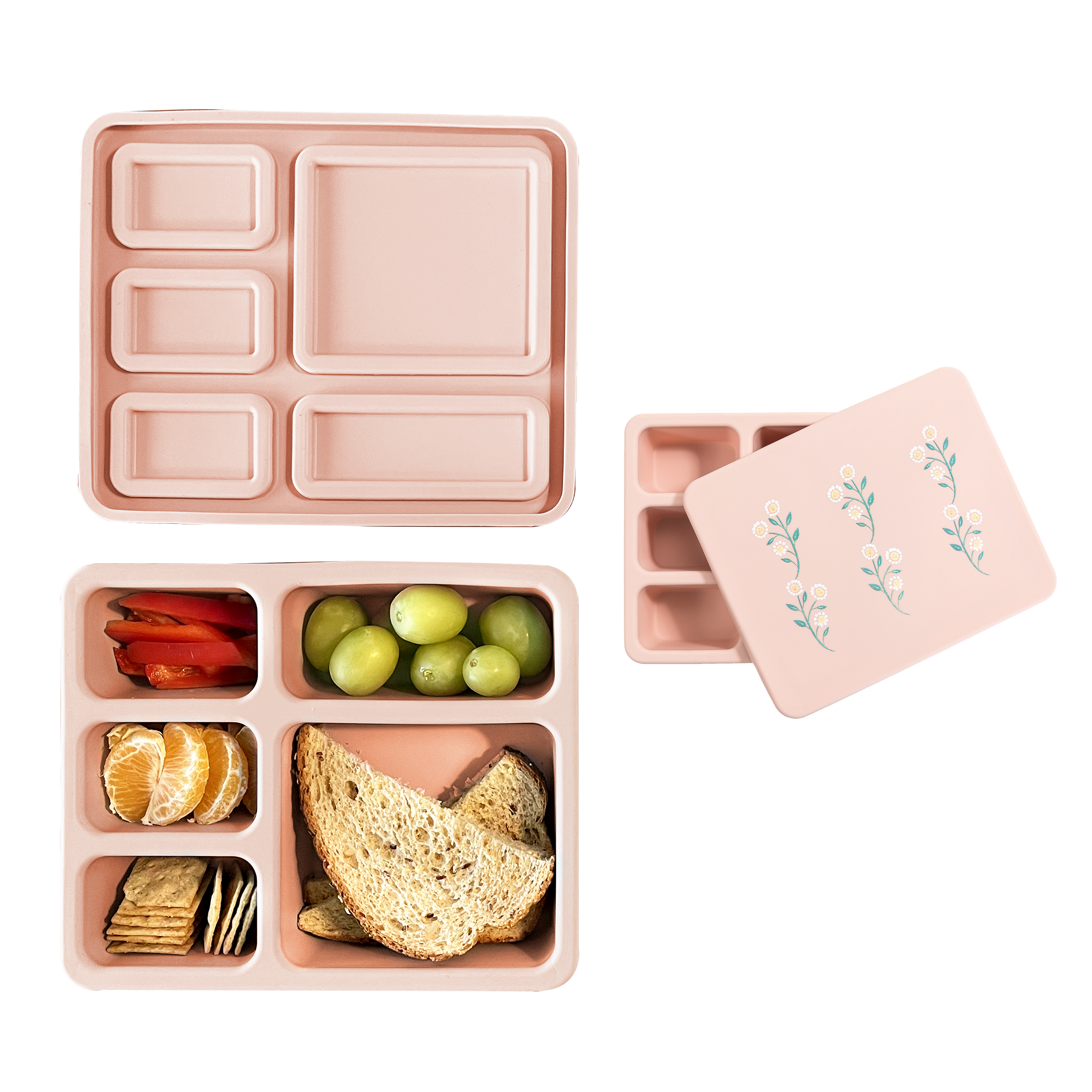Silicone Bento Box Wildflower Ripe Peach Austin Baby Collection