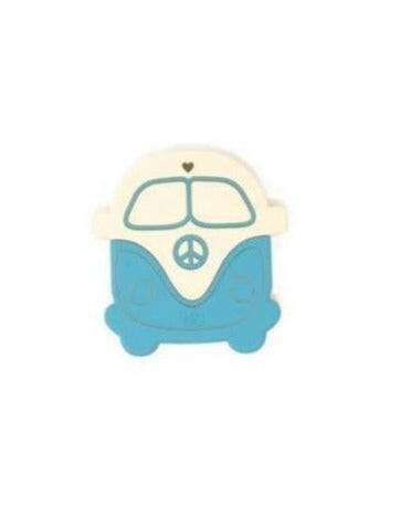 Silicone Teether - Peace Vintage Bus Baby Essentials Three Hearts Aquamarine