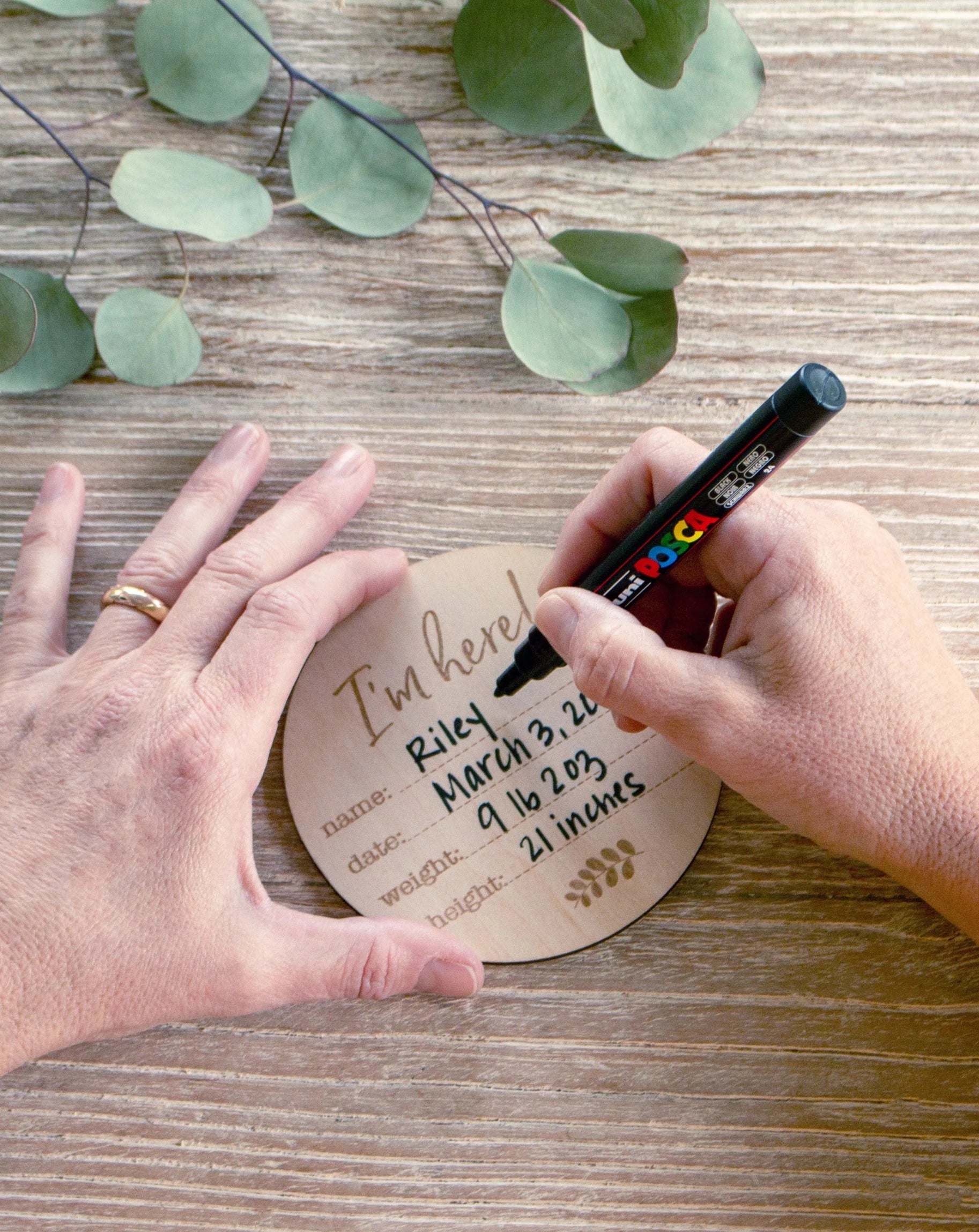 Birth Announcement Wooden Disc Baby Essentials Bebe Au Lait