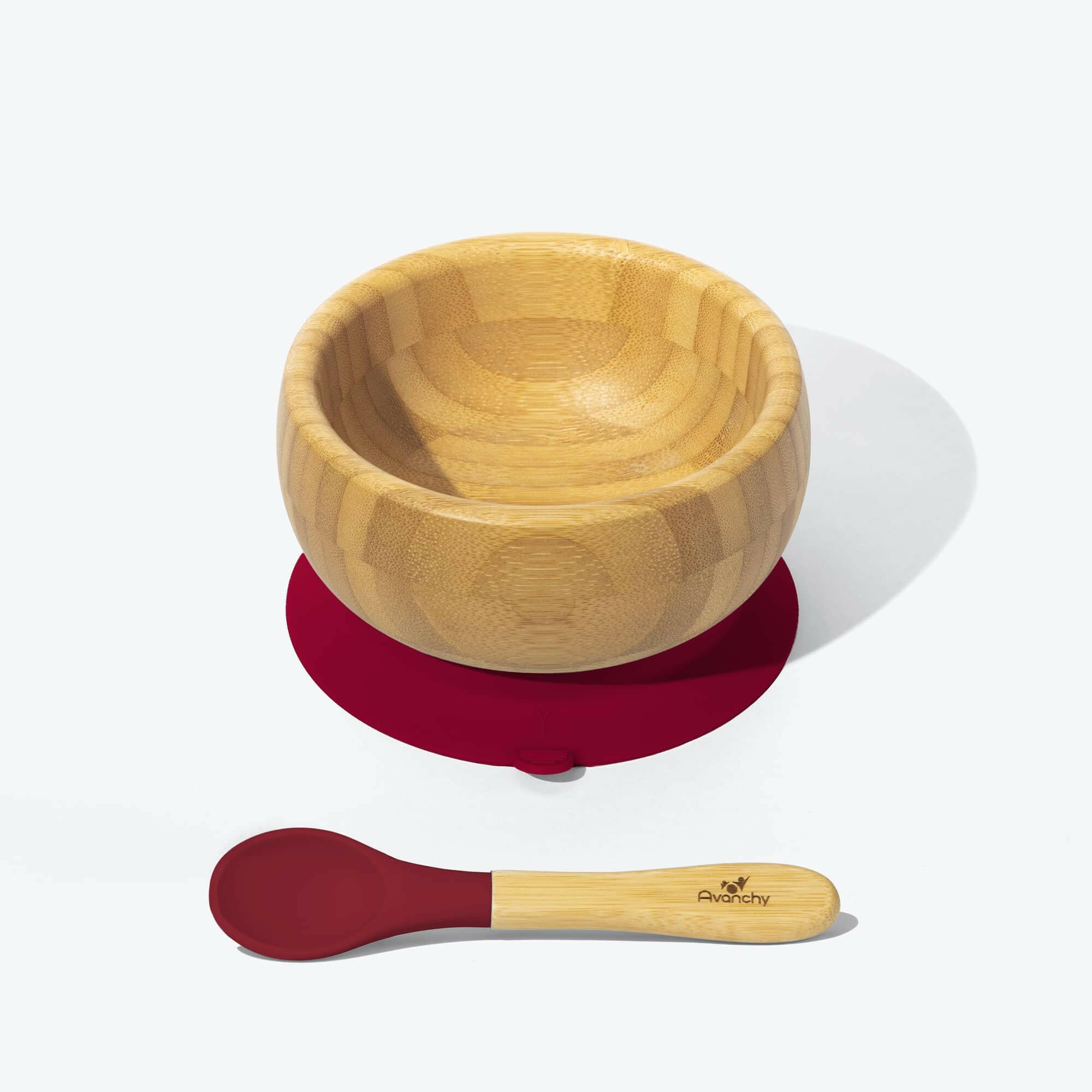 Avanchy Bamboo Suction Baby Bowl + Spoon Baby Feeding Avanchy Sustainable Baby Dishware Magenta
