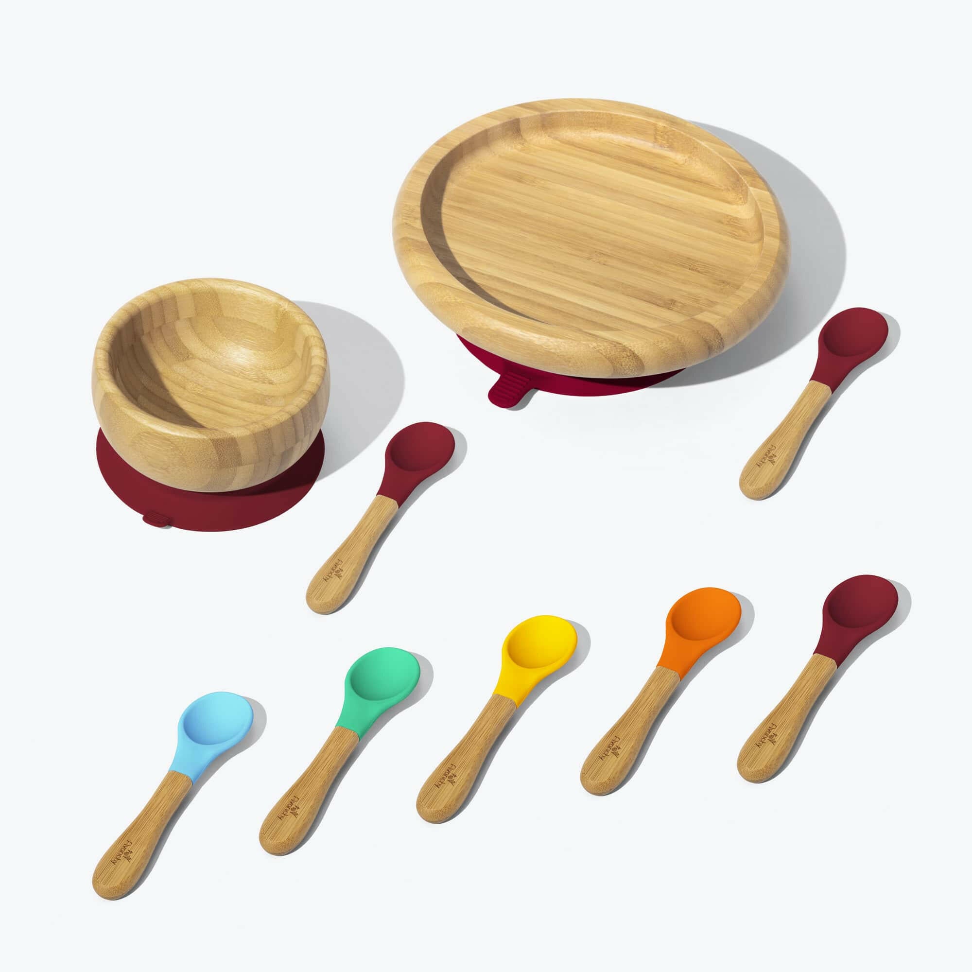 Avanchy Classic Rainbow Collections Toddler Feeding Avanchy Sustainable Baby Dishware 5 Pack Baby Spoons Magenta