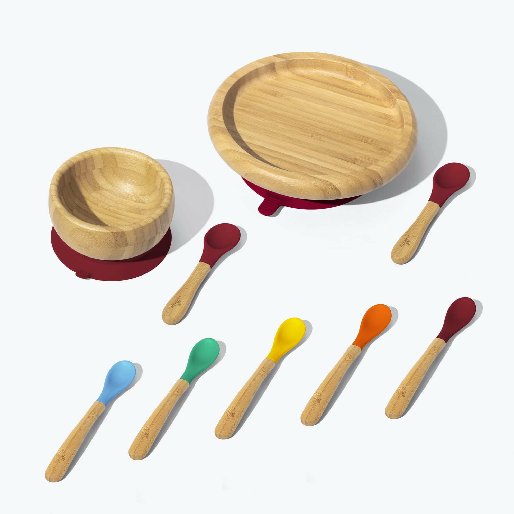 Avanchy Classic Rainbow Collections Toddler Feeding Avanchy Sustainable Baby Dishware 5 Pack Infant Spoons Magenta