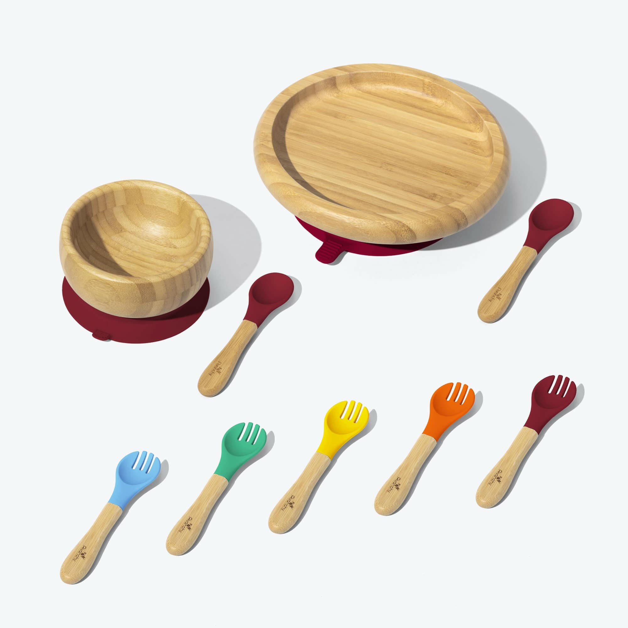 Avanchy Classic Rainbow Collections Toddler Feeding Avanchy Sustainable Baby Dishware 5 Pack Training Forks Magenta