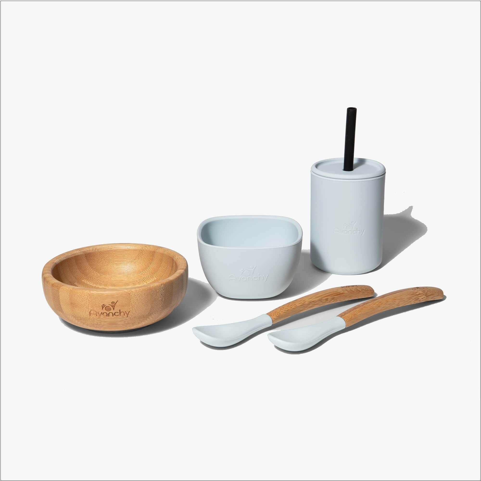 Avanchy La Petite Bamboo Mini Bowl Infant Feeding Avanchy Sustainable Baby Dishware Family Set Gray