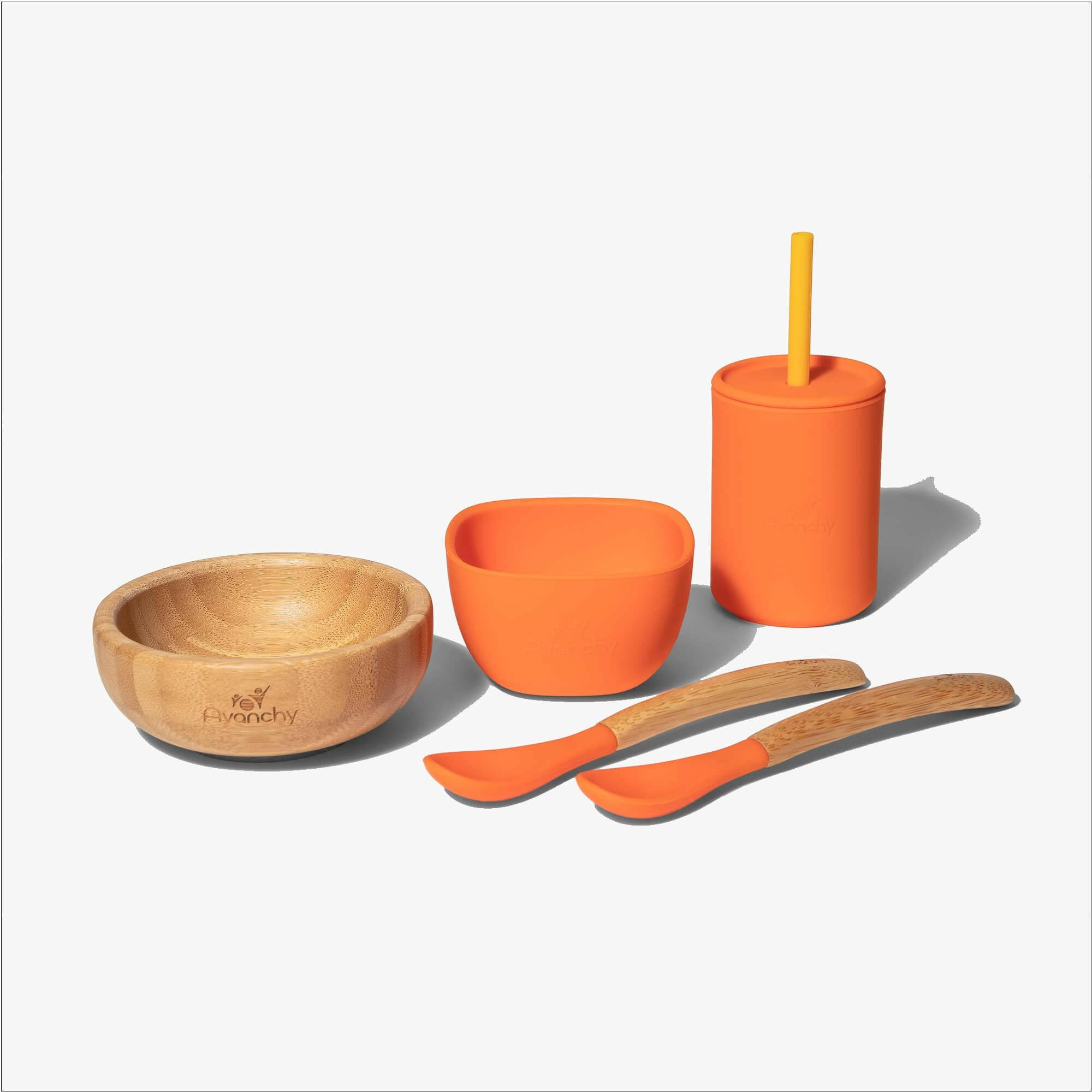 Avanchy La Petite Bamboo Mini Bowl Infant Feeding Avanchy Sustainable Baby Dishware Family Set Orange