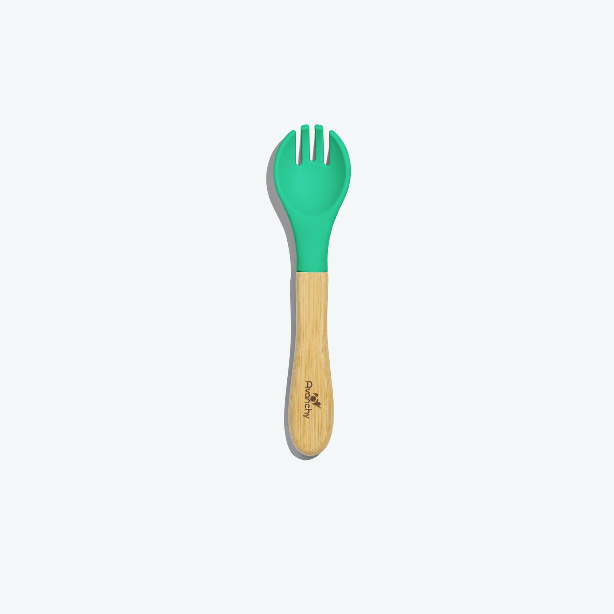 Avanchy Single Bamboo Training Fork Toddler Feeding Avanchy Sustainable Baby Dishware Green