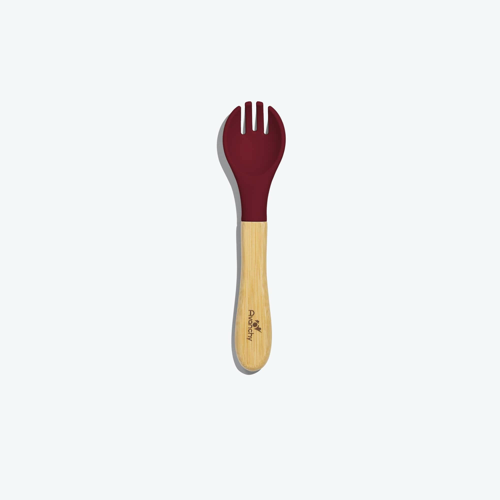 Avanchy Single Bamboo Training Fork Toddler Feeding Avanchy Sustainable Baby Dishware Magenta