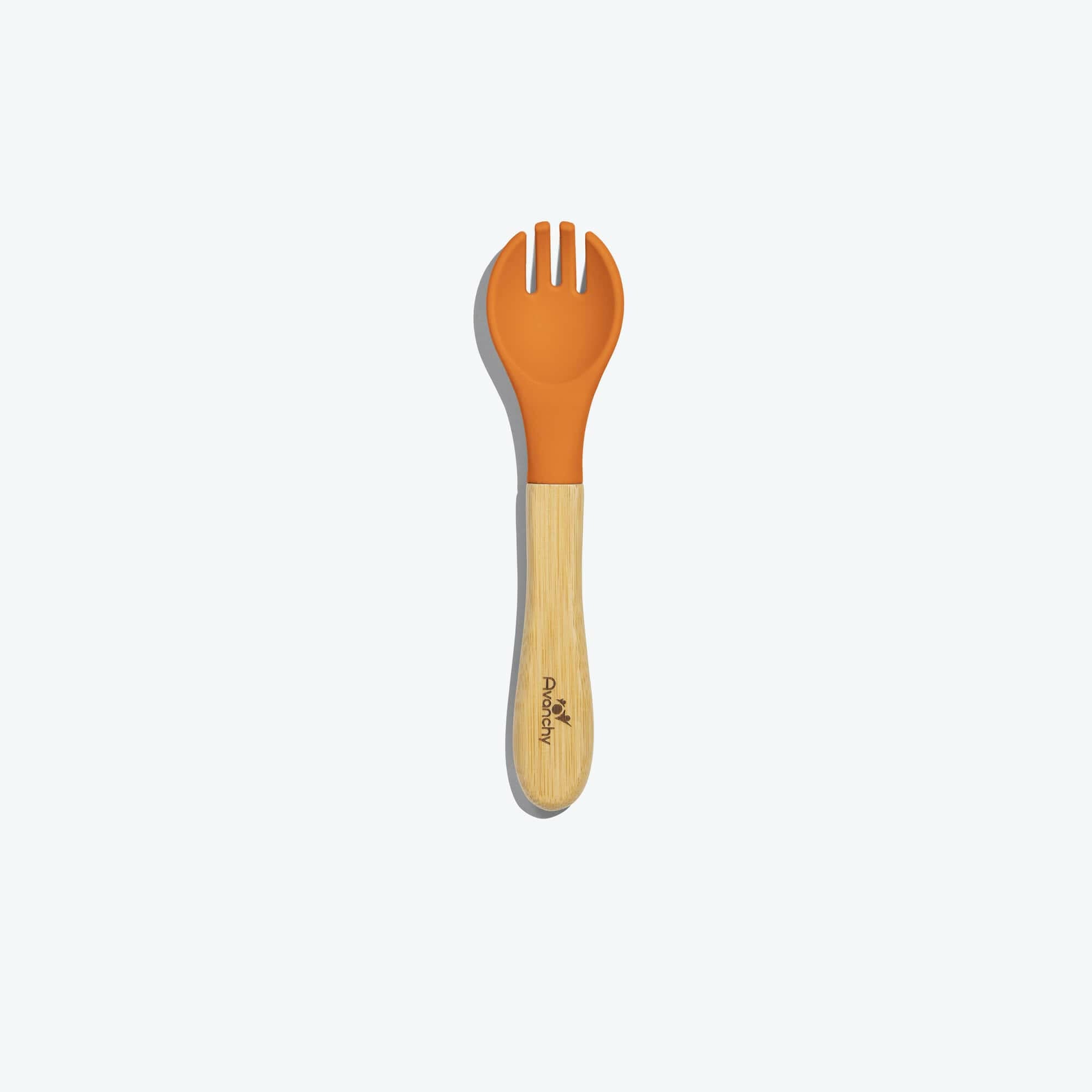 Avanchy Single Bamboo Training Fork Toddler Feeding Avanchy Sustainable Baby Dishware Orange